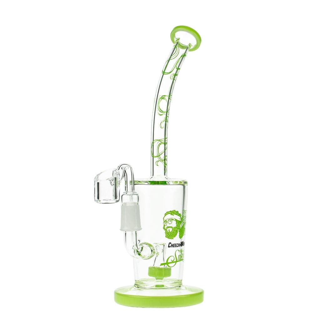 Front view of the Maui Wowie 10" Dab Rig, a clear glass piece with a rounded base and curved neck, set against a plain white background.