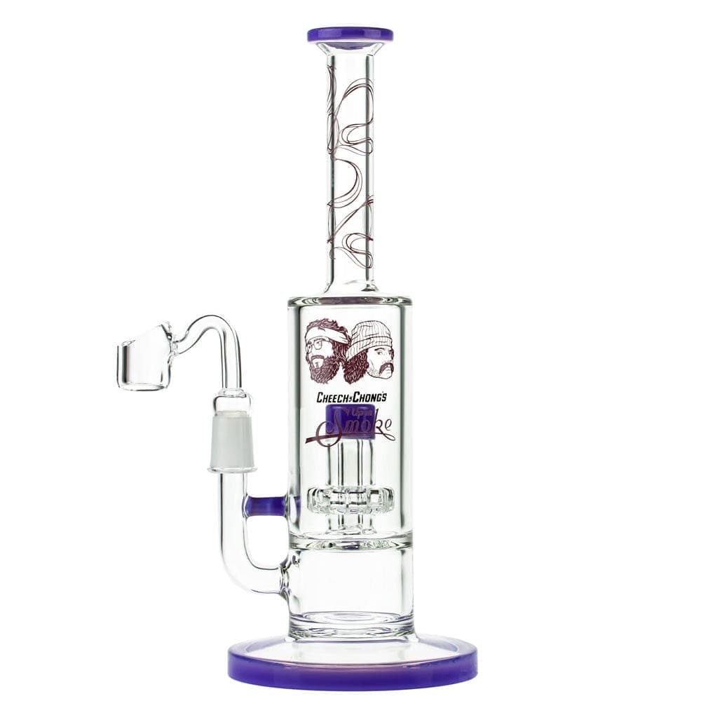 A studio shot of the Great Dane 10" Dab Rig, showing its blue glass construction and angled top view.