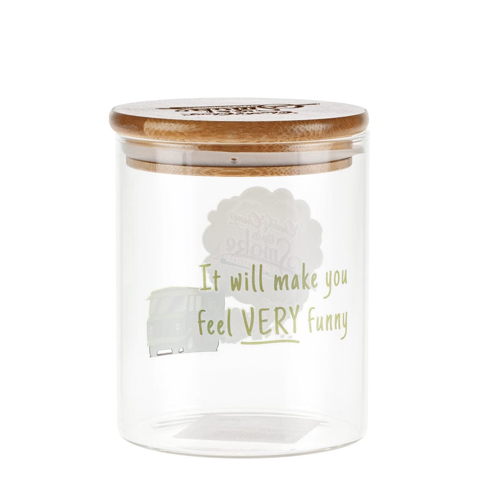 A slightly angled view of the Up In Smoke 40th Anniversary Big Green Van Stash Jar, featuring a whimsical van design.