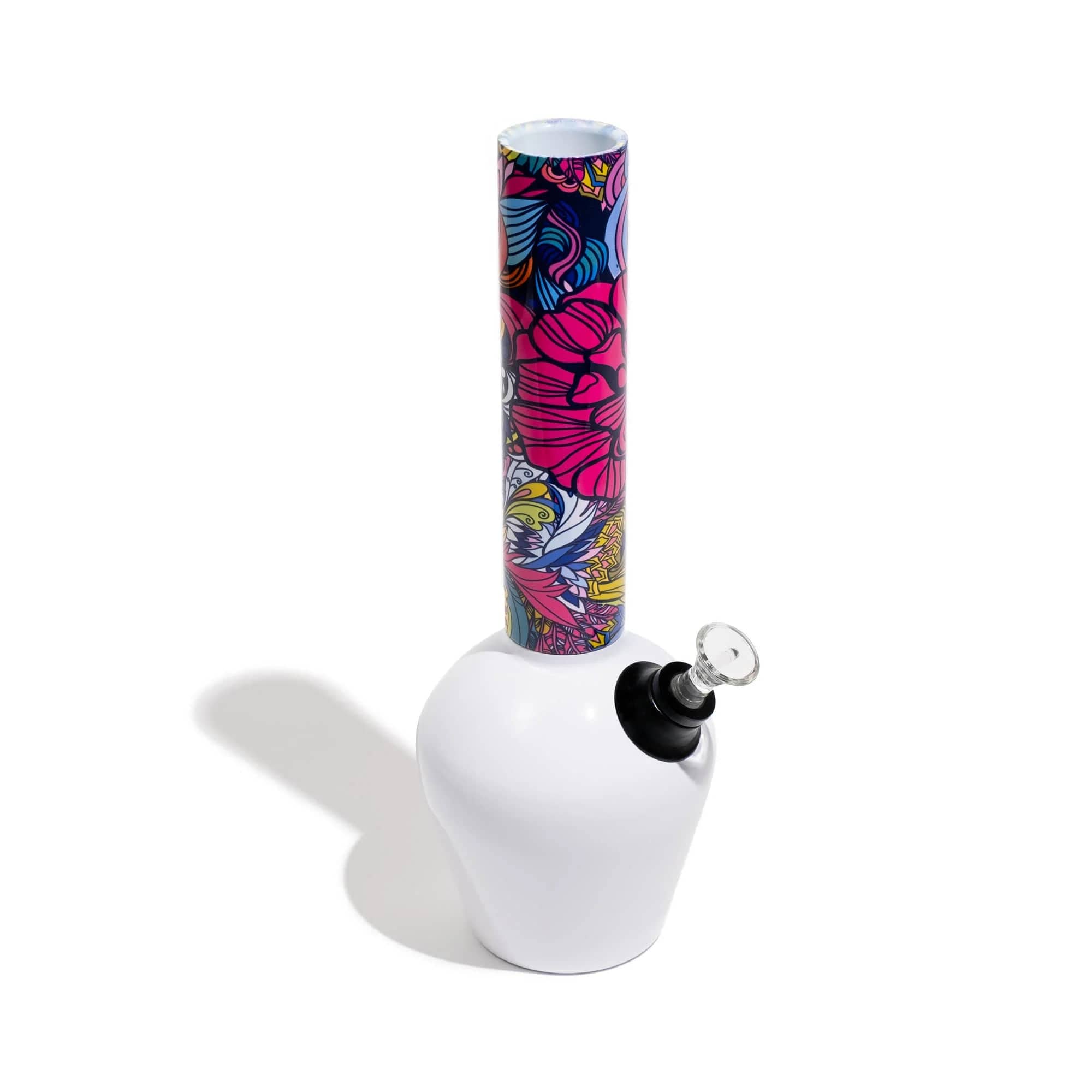 A slightly angled view of the Chill Steel Pipes Mix & Match Series Base, showing a simple, frosted glass design on a white surface.