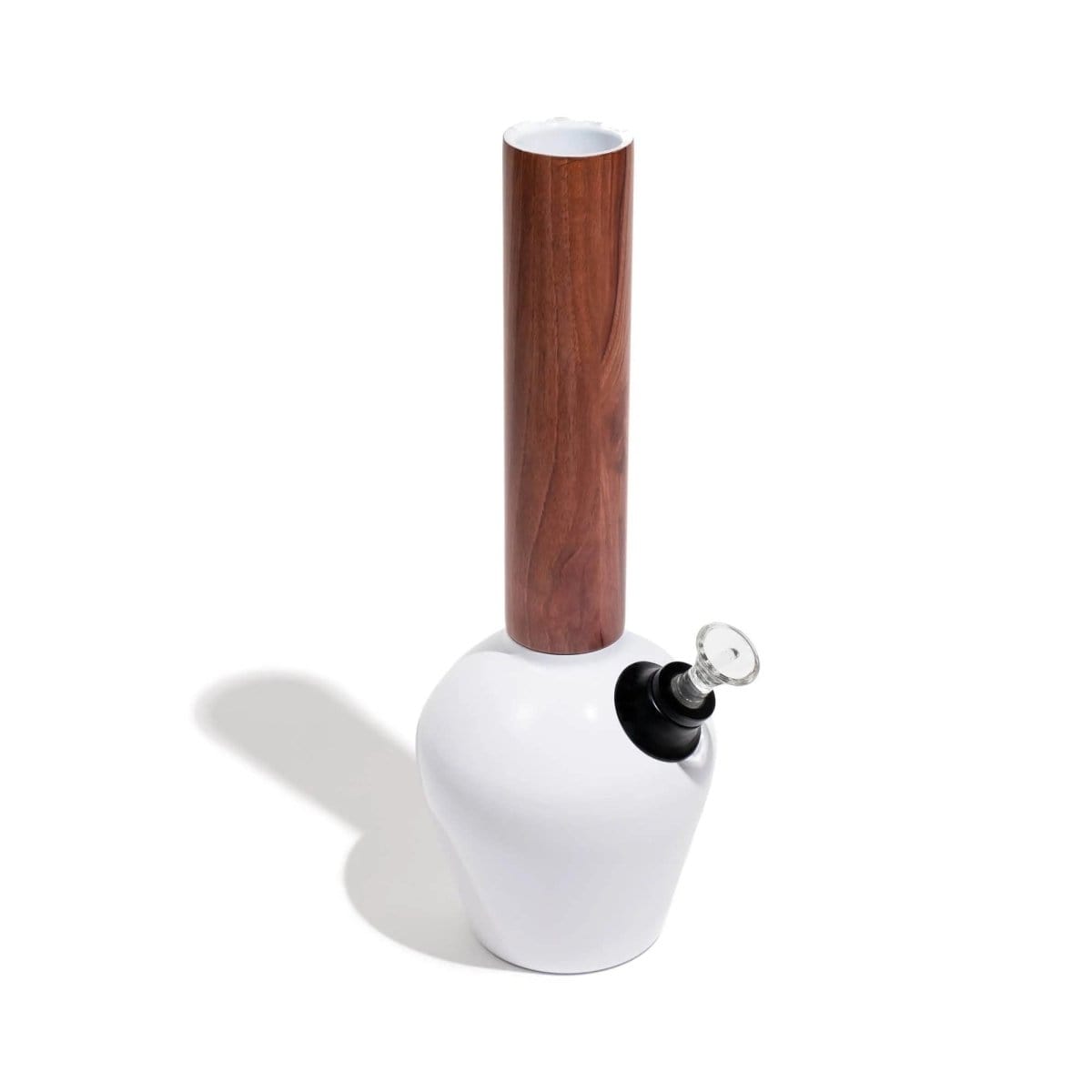 A front view of the Chill Steel Pipes Mix & Match Series Base, featuring a white ceramic base with a dark wood-grain accent.