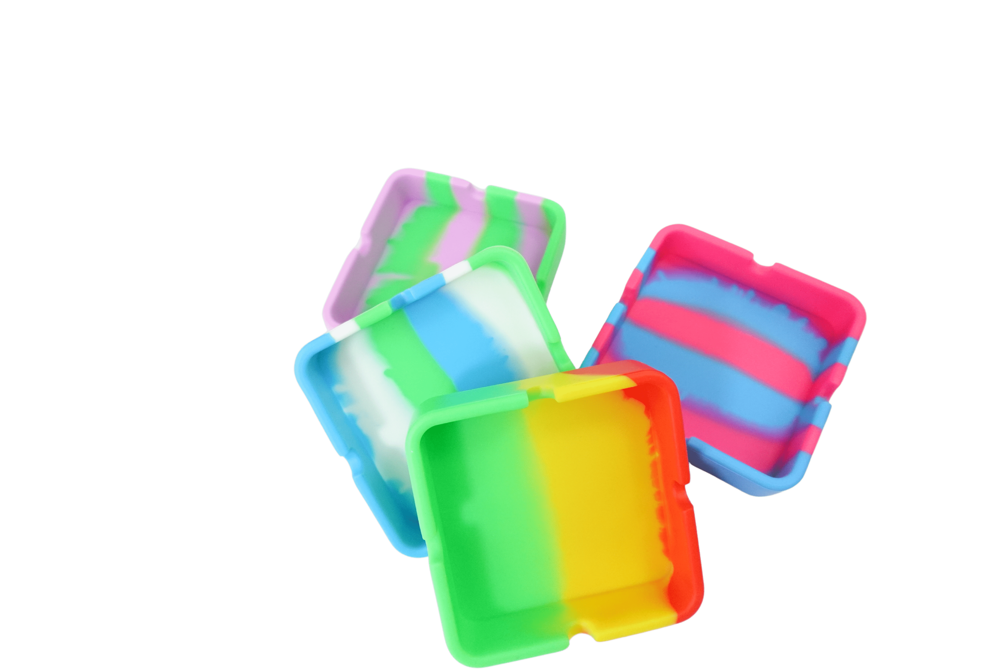 A top-down view of the 3.5 Inches Square Silicone Ashtray, showcasing its square shape and smooth, glossy surface.