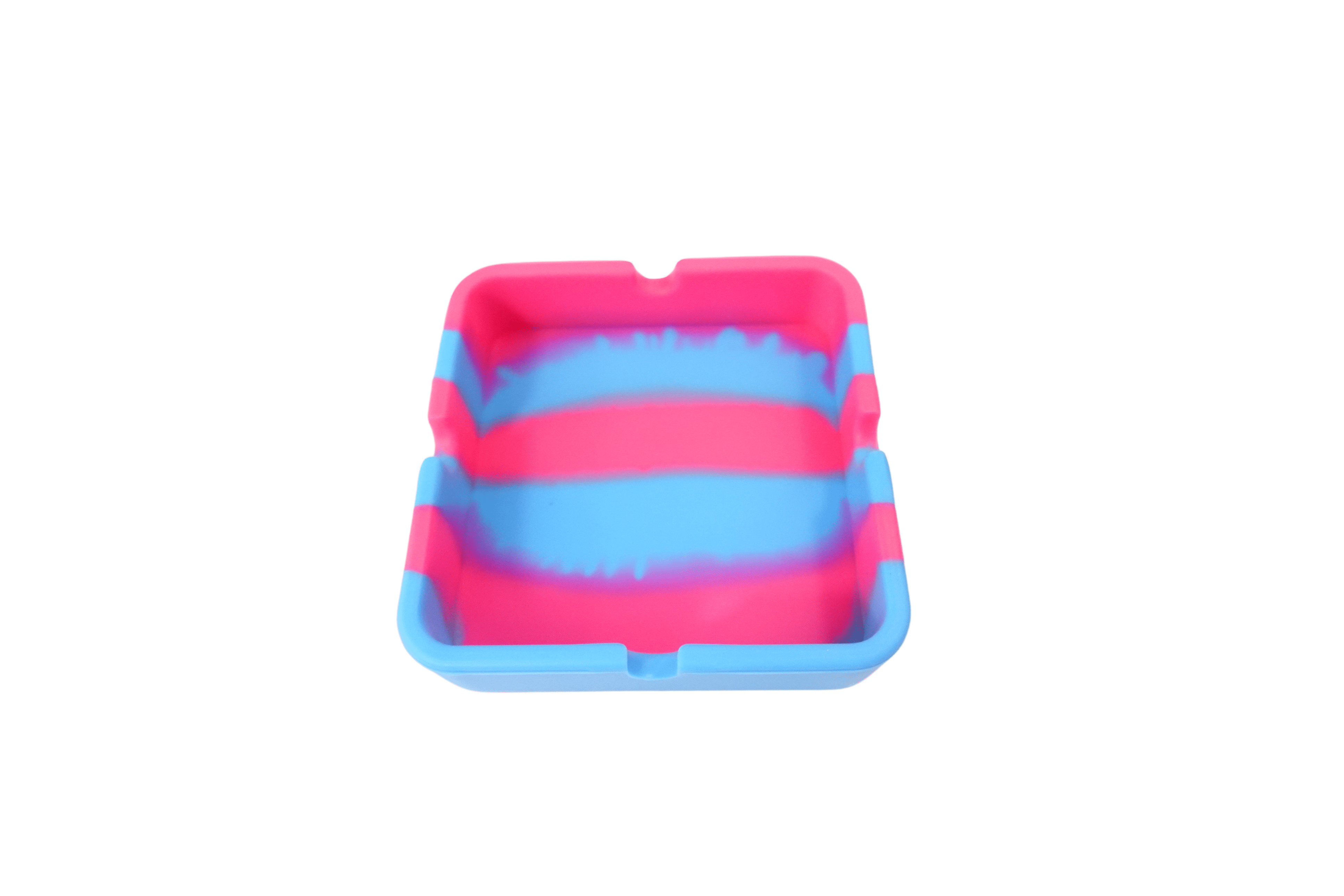 Overhead view of the 3.5 Inches Square Silicone Ashtray, showcasing its square shape and smooth, silicone material.