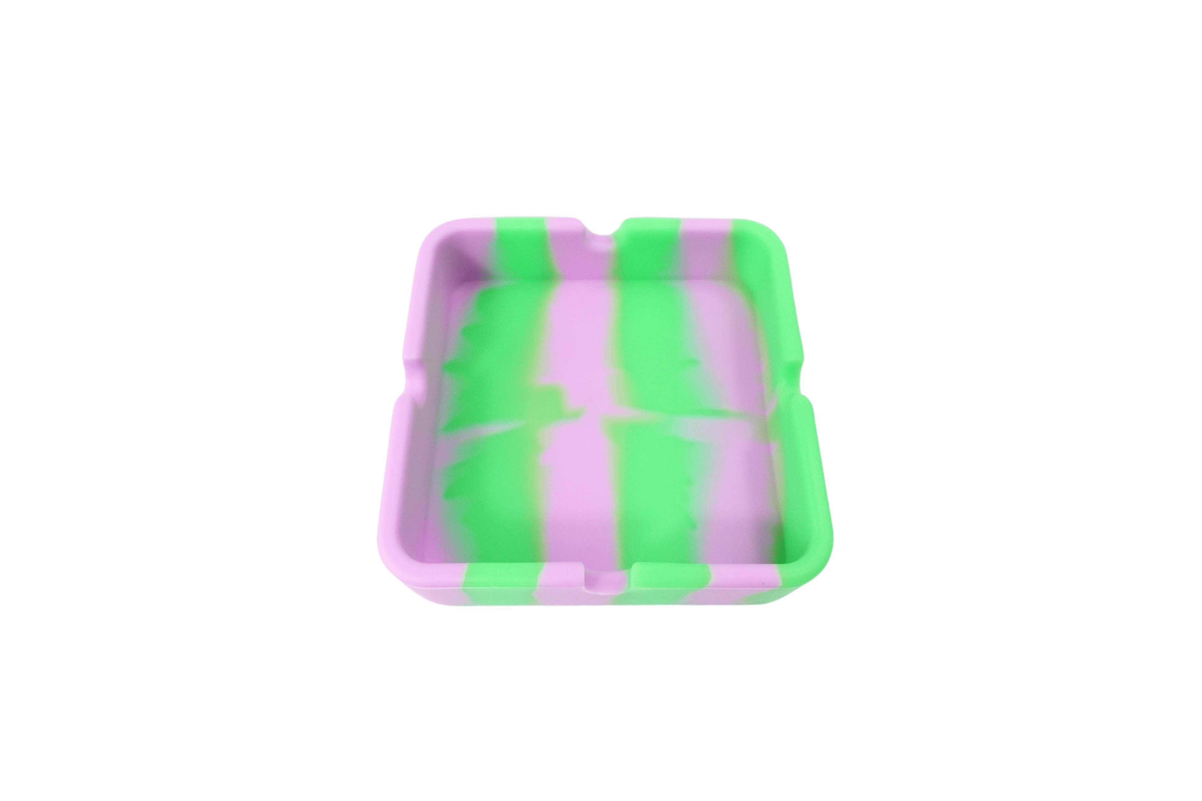 Overhead view of the 3.5 Inches Square Silicone Ashtray, showcasing its square shape and smooth, gray silicone material.