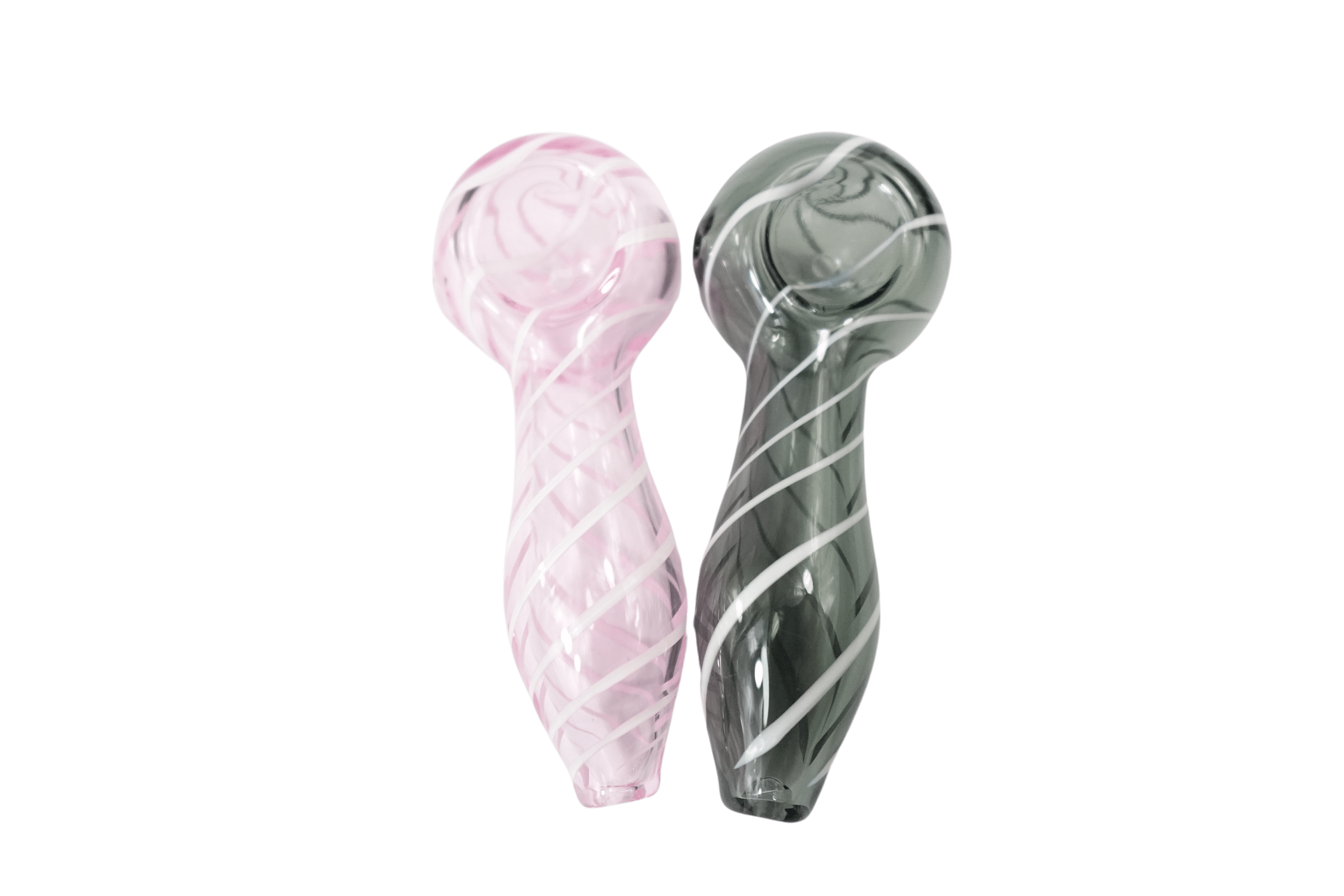 A top-down view of the 4'' Simple Classic Heavy Duty Glass Spoon Hand Pipe with a dark grey finish.