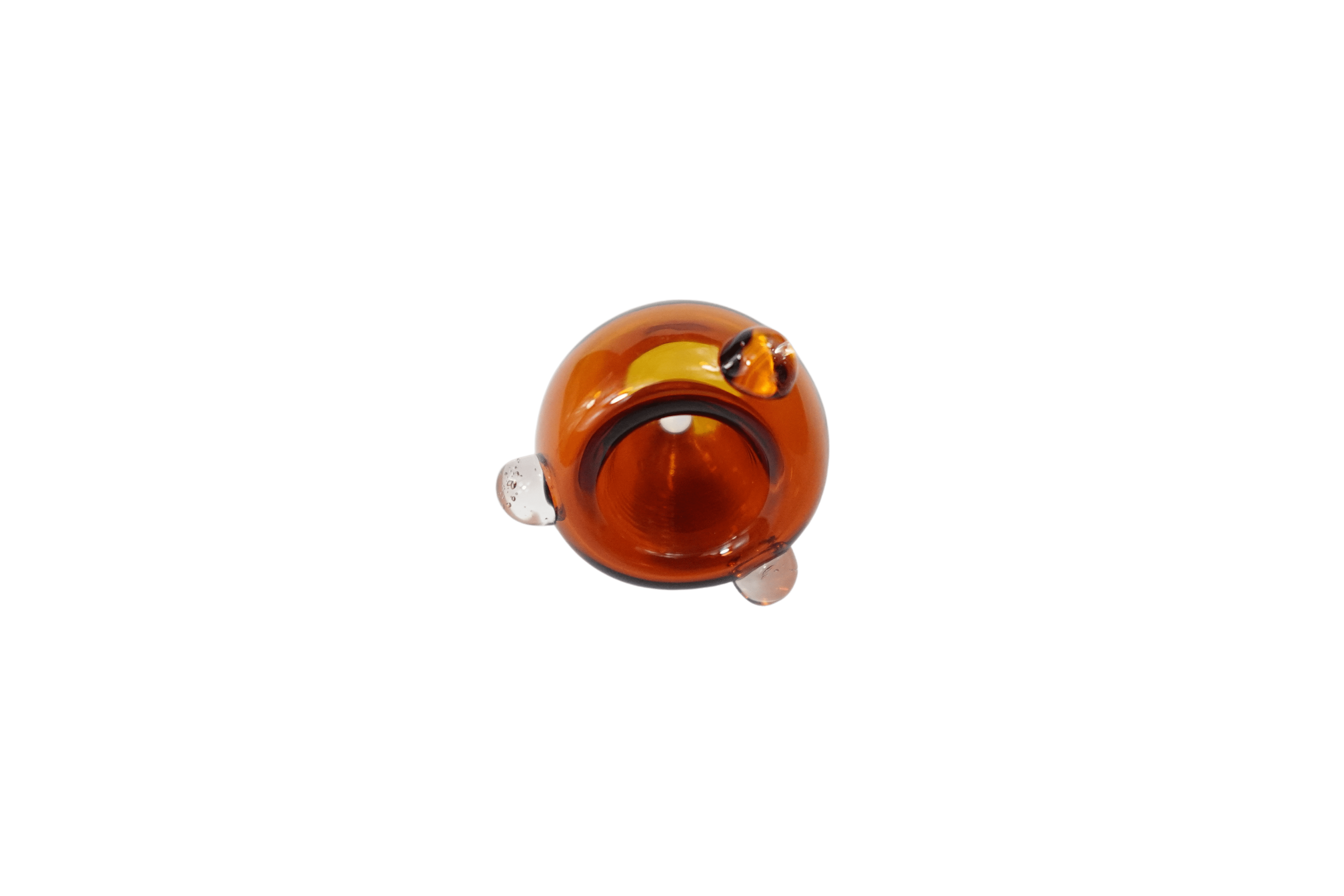 A top-down view of the 14.5 mm Male Glass Herb Bowl Glass Bowl, showcasing its clear glass construction.