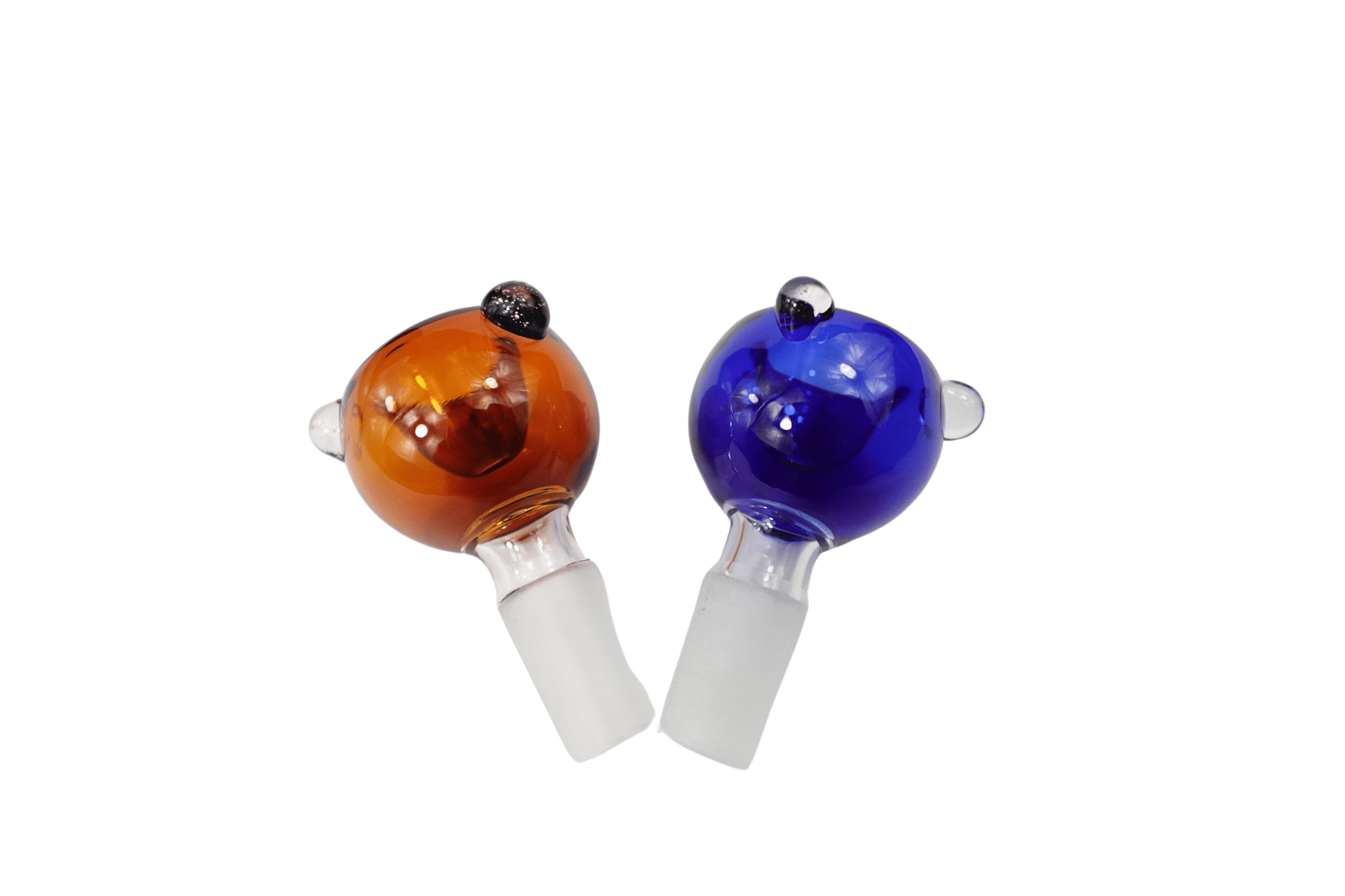 A close-up of the 14.5 mm Male Glass Herb Bowl Glass Bowl, showcasing the clear glass construction in a front-facing view.