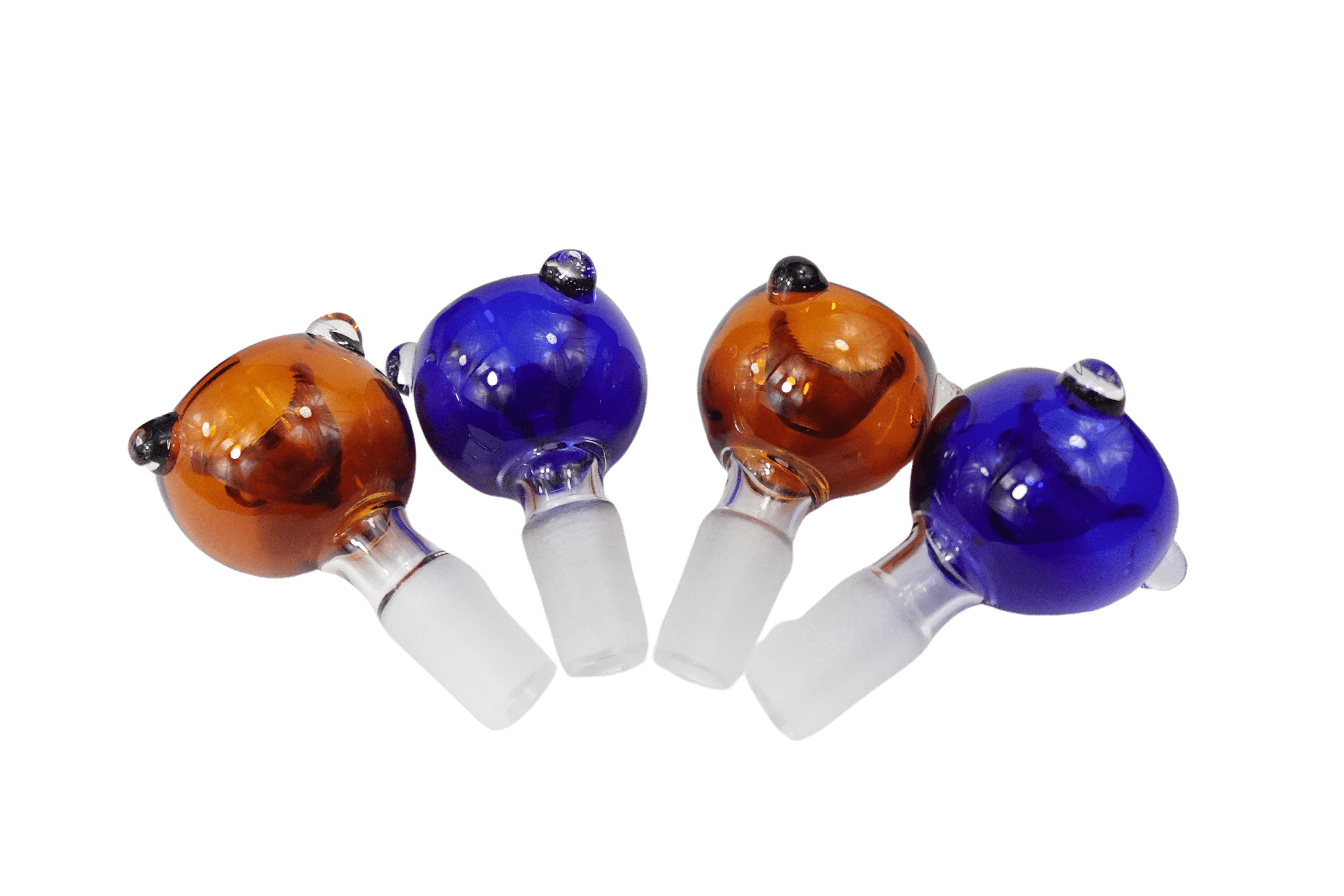 A close-up view of the 14.5 mm Male Glass Herb Bowl Glass Bowl, displaying a clear glass bowl with a visible joint.