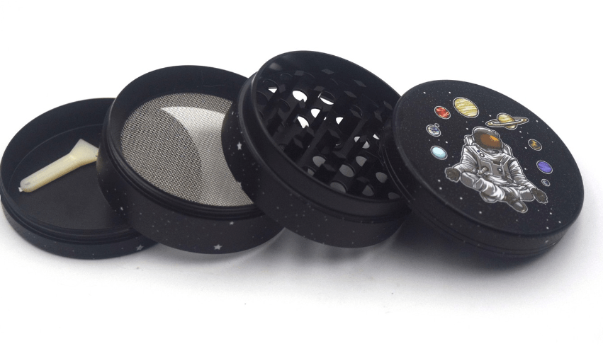 Front view of the 4 Piece 2.5" Trip to the Moon Grinder, showing its four sections arranged in a descending size stack against a plain white background.