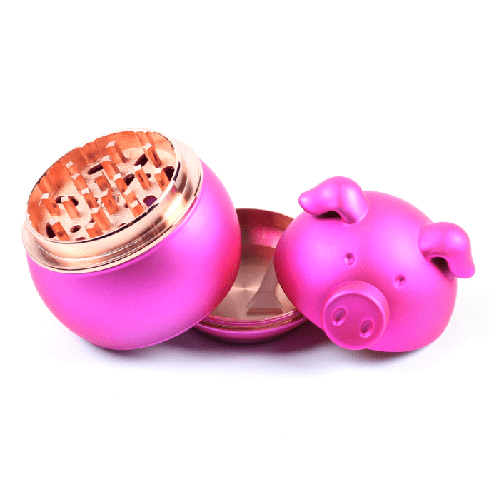 A top-down view of the open Cute Animal Aluminum Grinder, revealing its internal grinding components against a plain white background.