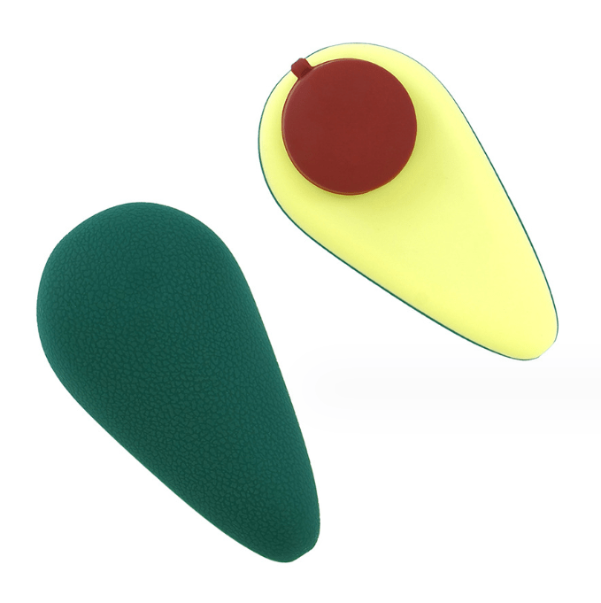 Front view of the 4'' Silicone Avocado Hand Pipe with Lid, showcasing its smooth, green avocado-inspired design.