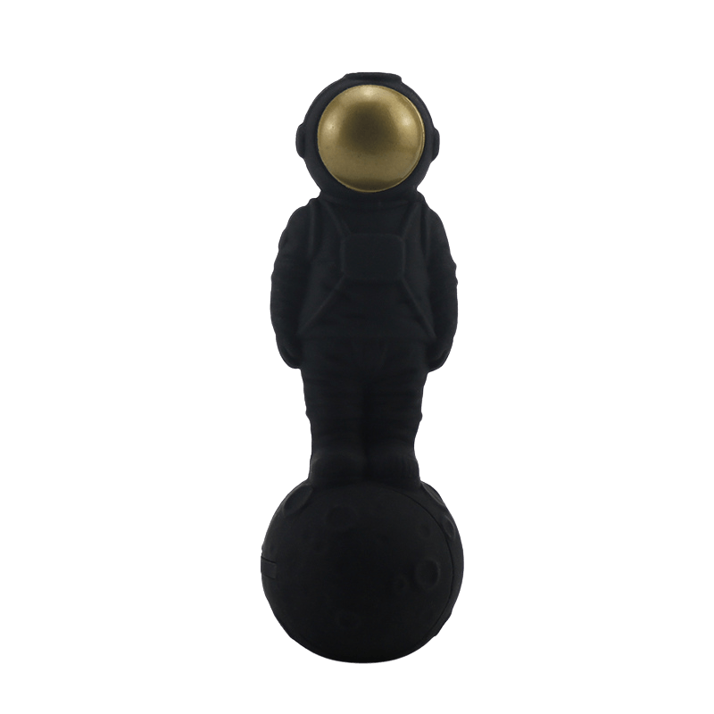 Front view of the Silicone 2 in 1 Astronaut Hand Pipe/Vapor Straw, a dark-colored, sculptural piece resembling a space helmet.