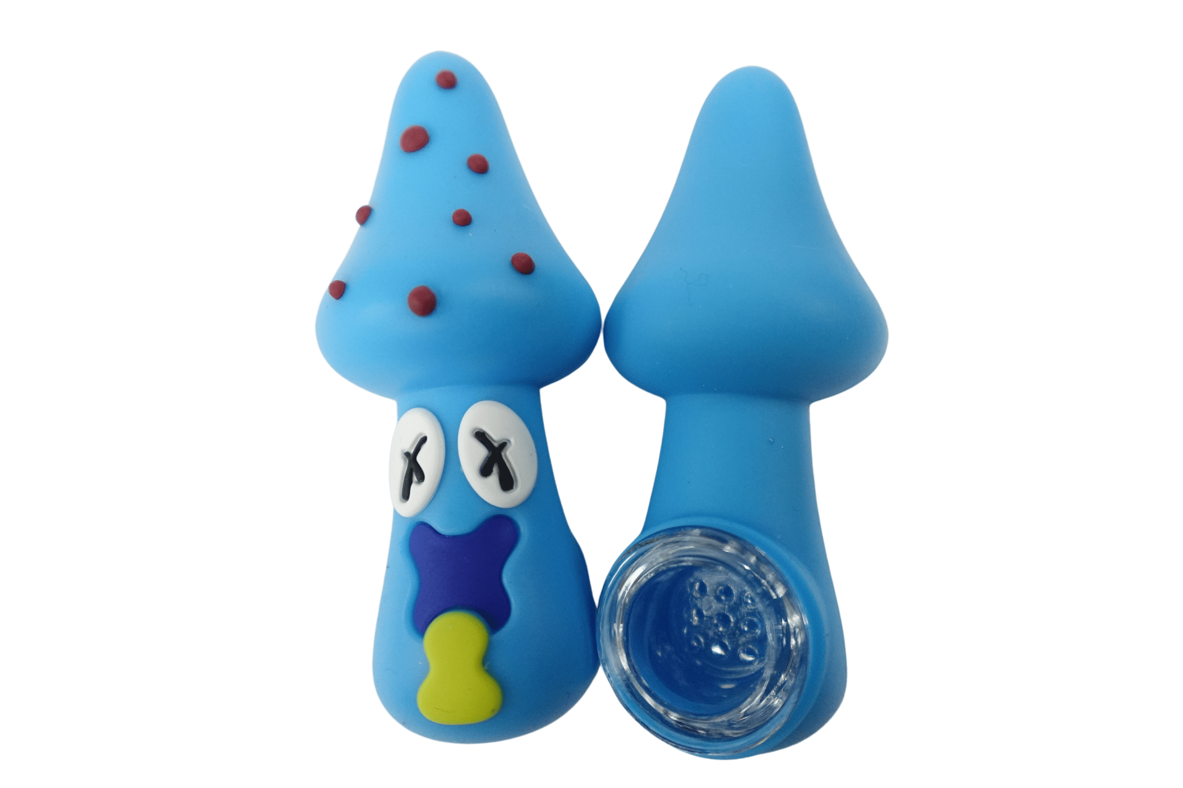 Cloud 8 Smoke Accessory Hand Pipe Blue 3'' Silicone Intoxicated Mushroom Small Hand Pipe