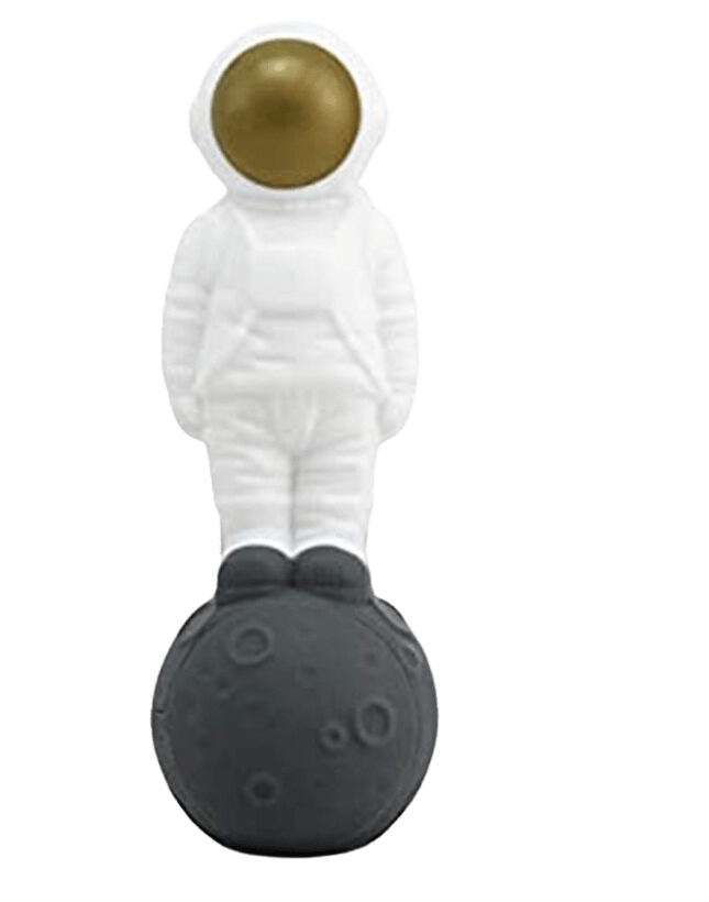 A front view of the Silicone 2 in 1 Astronaut Hand Pipe/Vapor Straw, depicting a white astronaut figure with a visible lid and titanium tip.