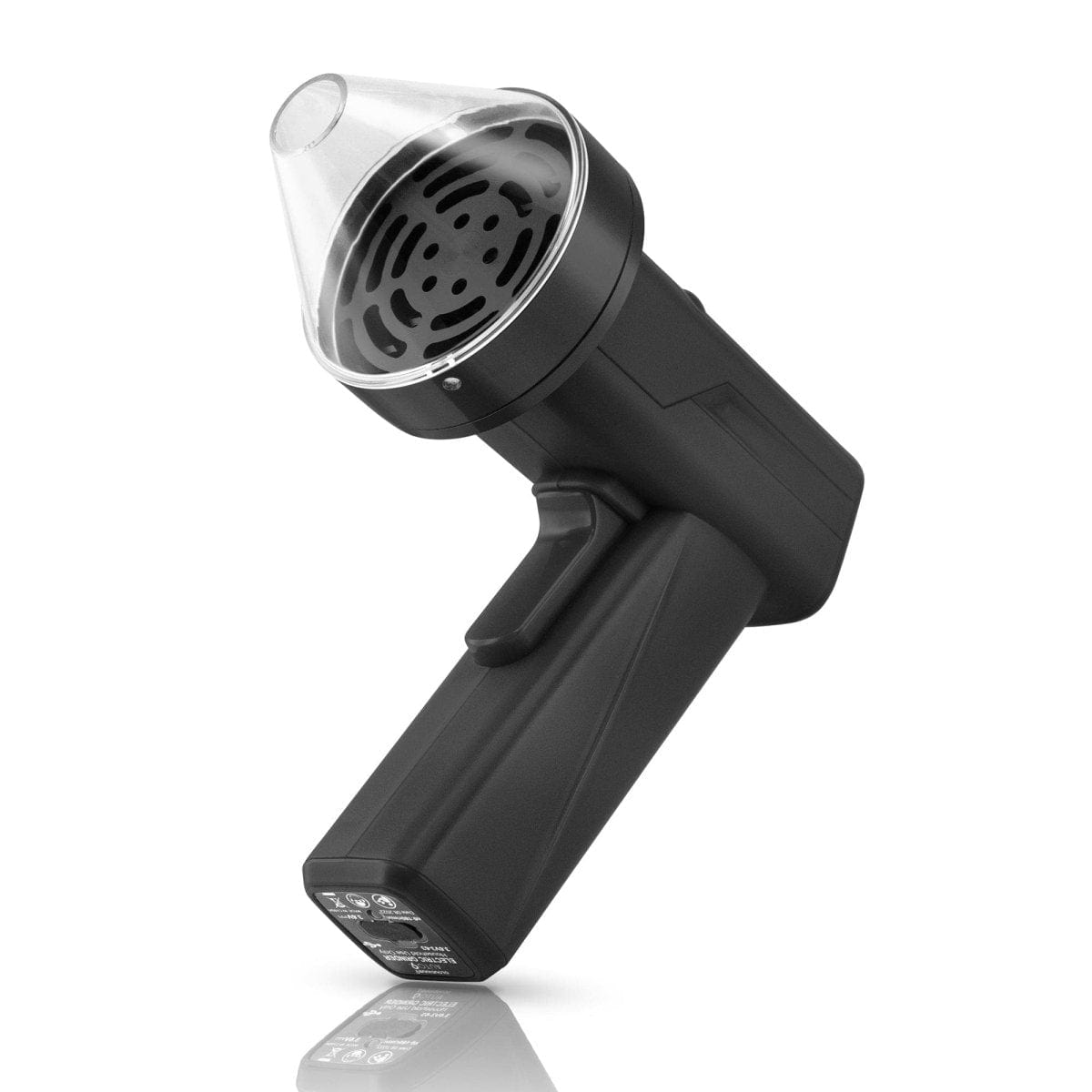 A three-quarter view of the Cloudious9 The Auto9 - Fully Automatic Grinder, showcasing its sleek, cylindrical shape on a white background.