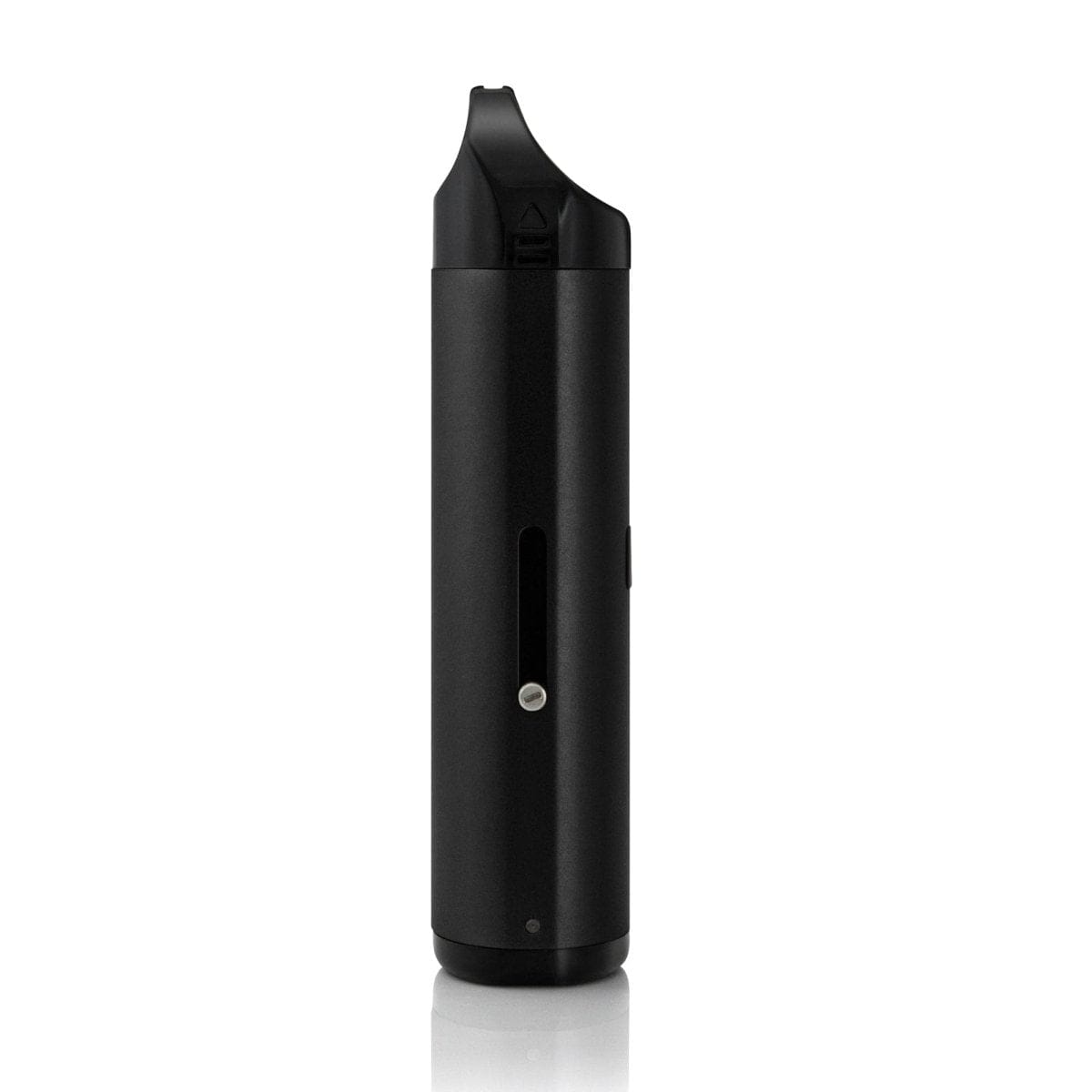 A sleek, side view of the Cloudious9 Atomic9 Vaporizer on a white reflective surface, highlighting its minimalist design.