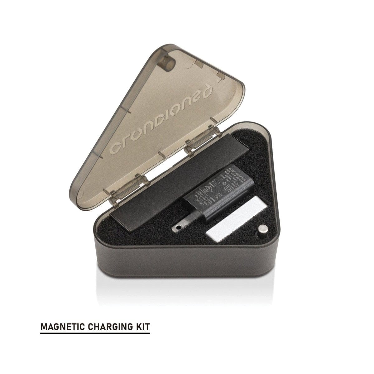 Front view of the Cloudious9 Hydrology9 NX Flower & Concentrate Vaporizer inside its open, clear plastic case.
