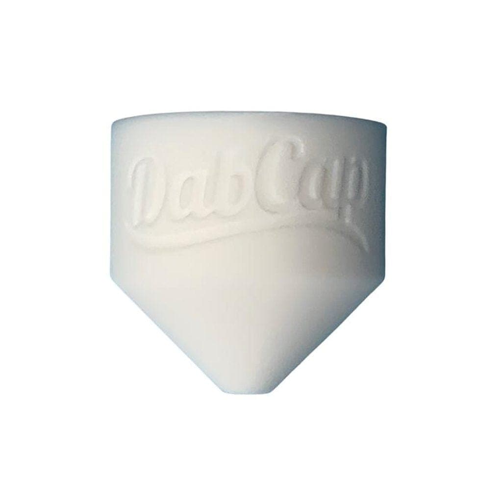 A close-up shot of the Dab Caps, showcasing the clean lines of the small, opaque white cap against a plain white background.