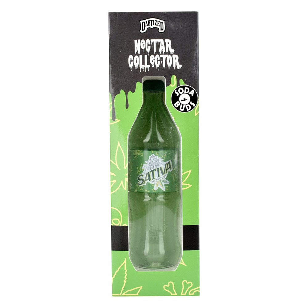 Front view of the Dabtized Soda Buds Glass Bubbler Dab Straw, featuring a clear glass design with a vertical arrangement.