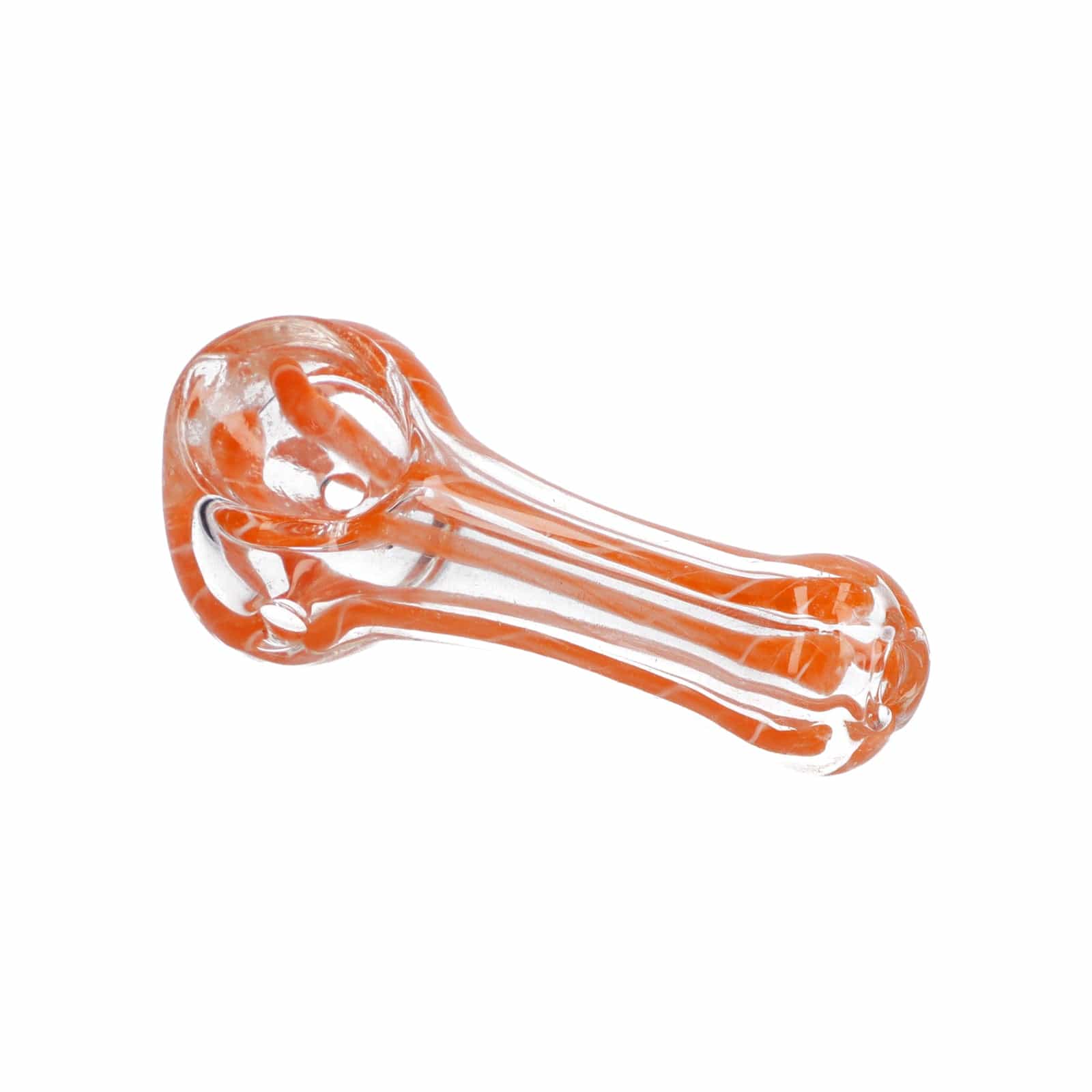 A close-up, angled view of the 2.5 inch spoon pipe in assorted colors, showcasing its curved design against a plain white background.
