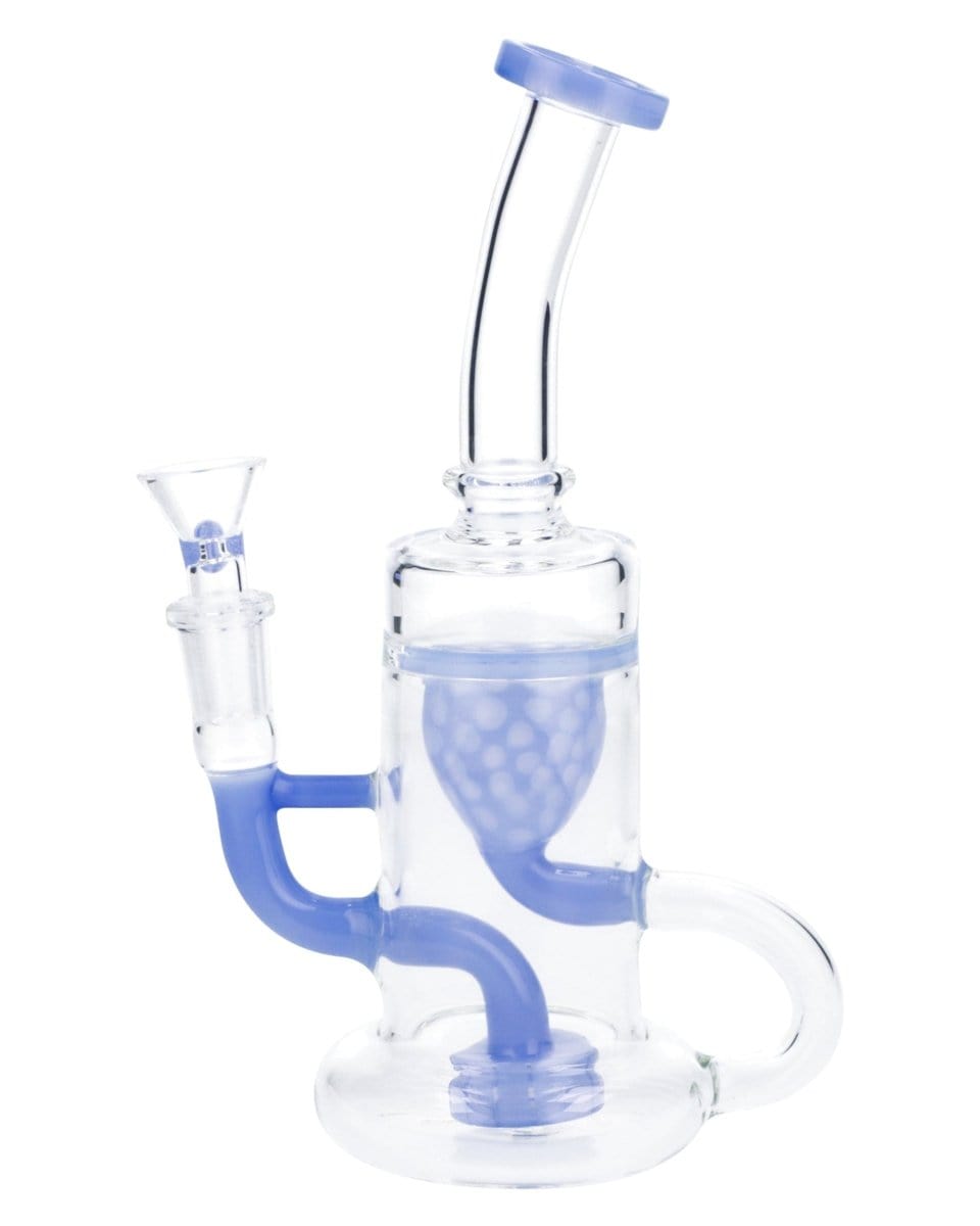 Front view of the 8-inch RCL-S-025MB Bent Neck Water Pipe with a milky blue hue and a simple, curved neck design.