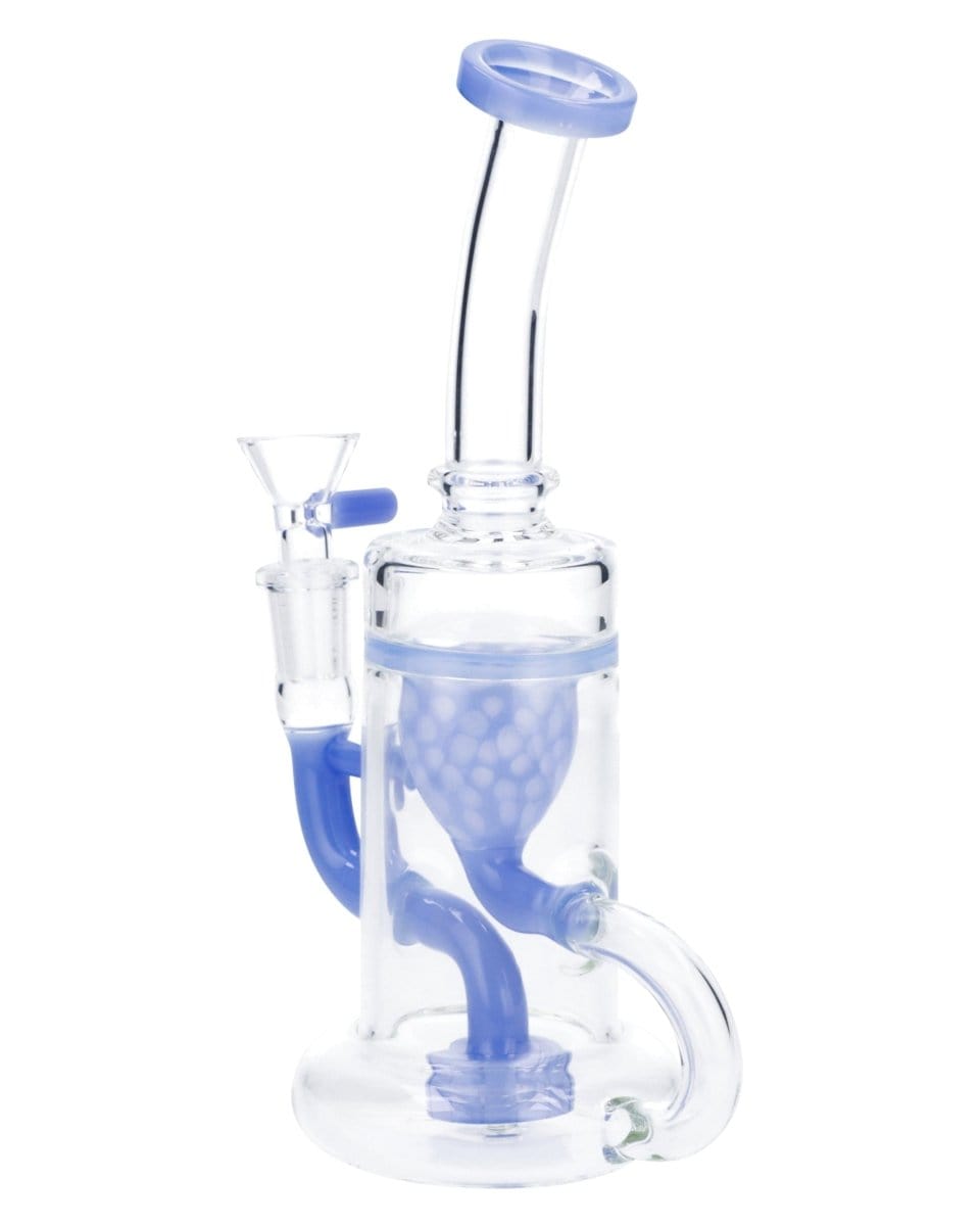 Front view of the 8-inch RCL-S-025MB Bent Neck Water Pipe with a milky blue finish, showcasing its curved neck design.