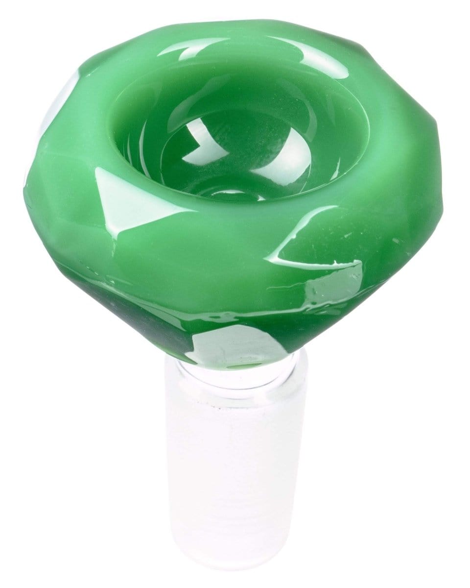 The Diamond Bowl is pictured in a close-up, angled view, showcasing its smooth glass construction.
