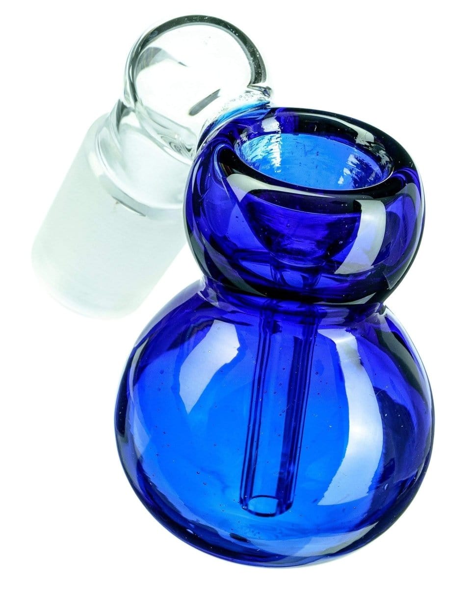A close-up shot of the Ashcatcher Bowl, featuring a blue glass bowl with a clear joint visible against a plain white background.