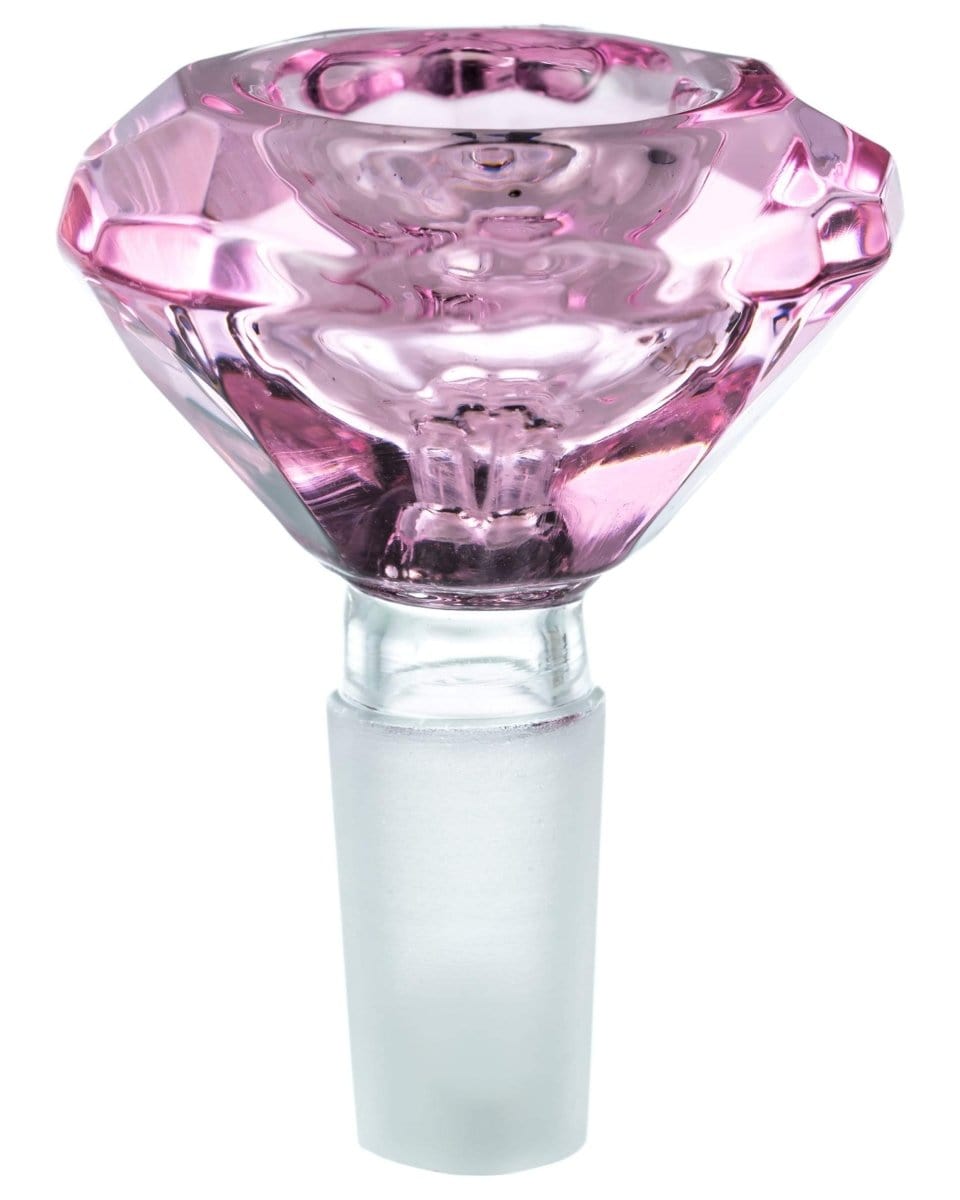 A close-up, angled view of the Diamond Bowl, showcasing its clear glass construction and simple, rounded shape.