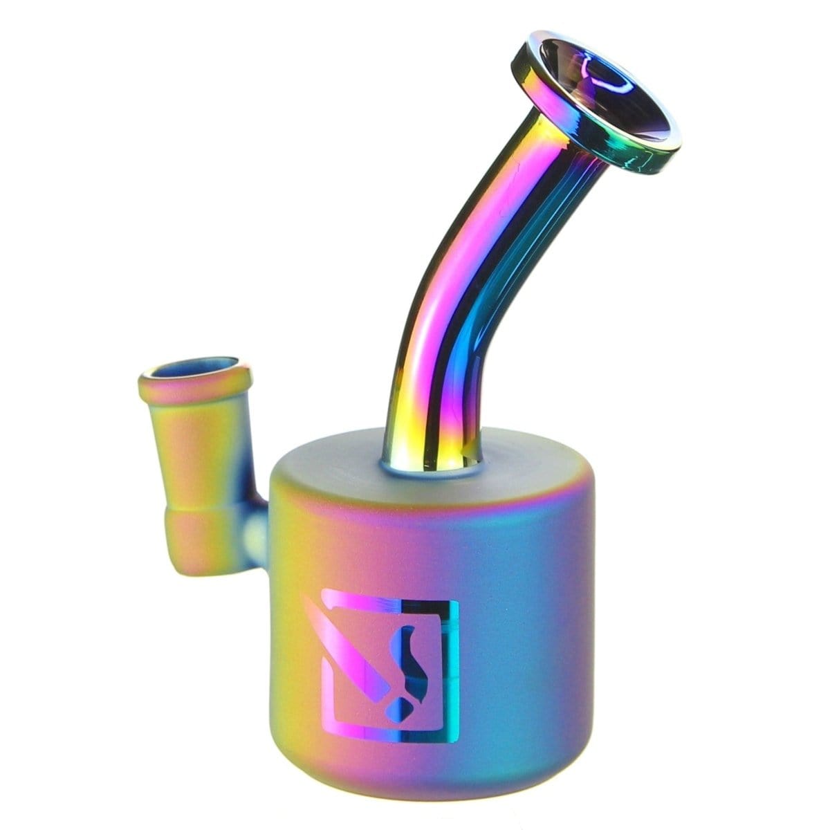 Front view of the DHC Originals "Dabbers Delight Puck" bong, featuring a compact, colorful glass design with a rounded base.