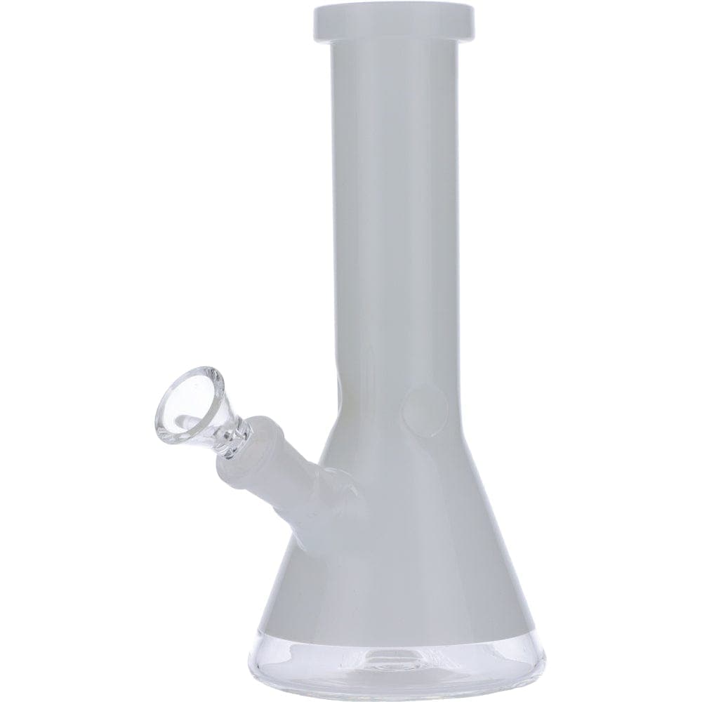Front view of the Frosted Ring Mini Beaker, a compact glass beaker with a slightly hazy finish.