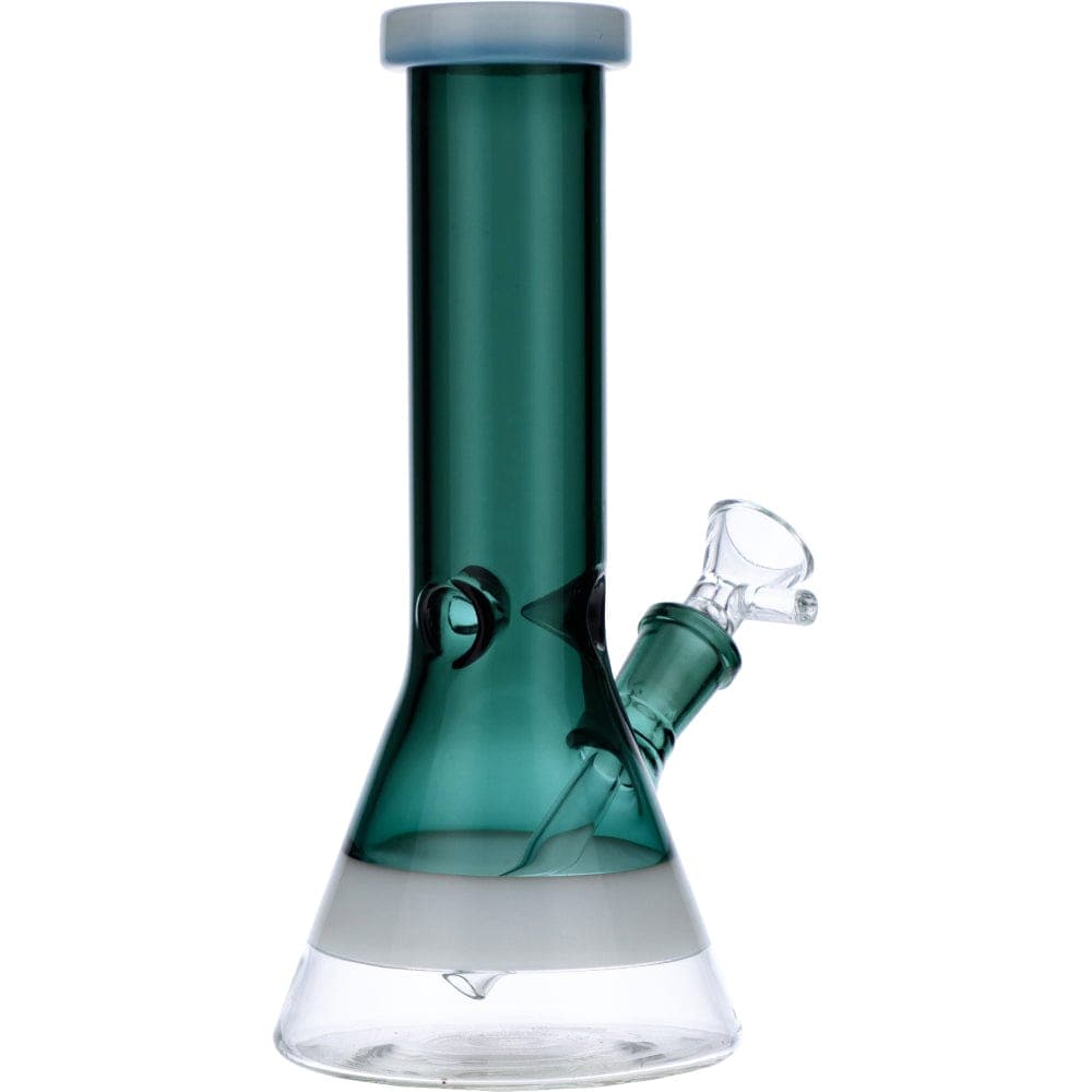 Front view of the Frosted Ring Mini Beaker, showcasing the frosted ring detail on the clear glass beaker design.