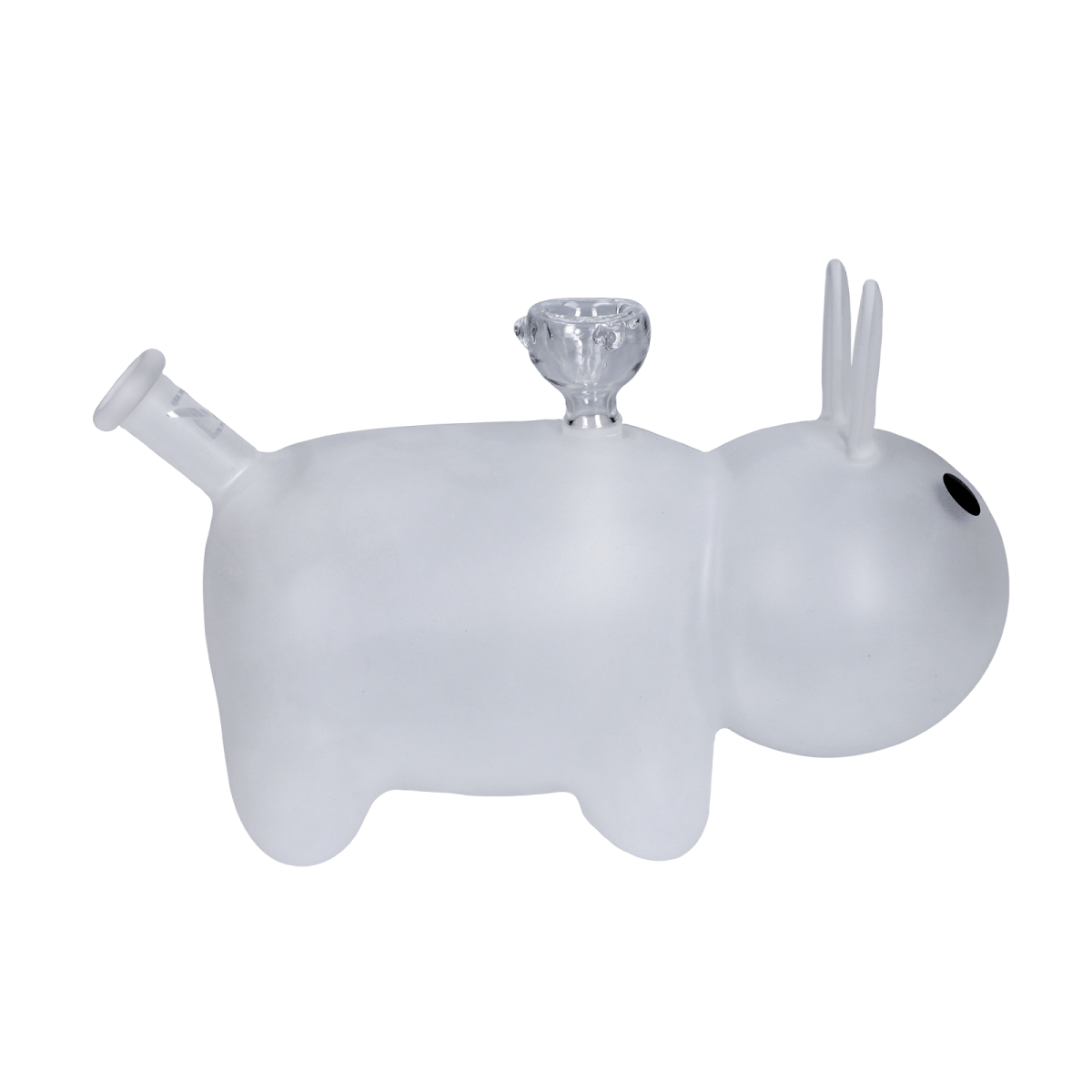 A studio shot of the Limited Edition 420 Bunny Deluxe Box, a white sculpted glass piece resembling a bunny.