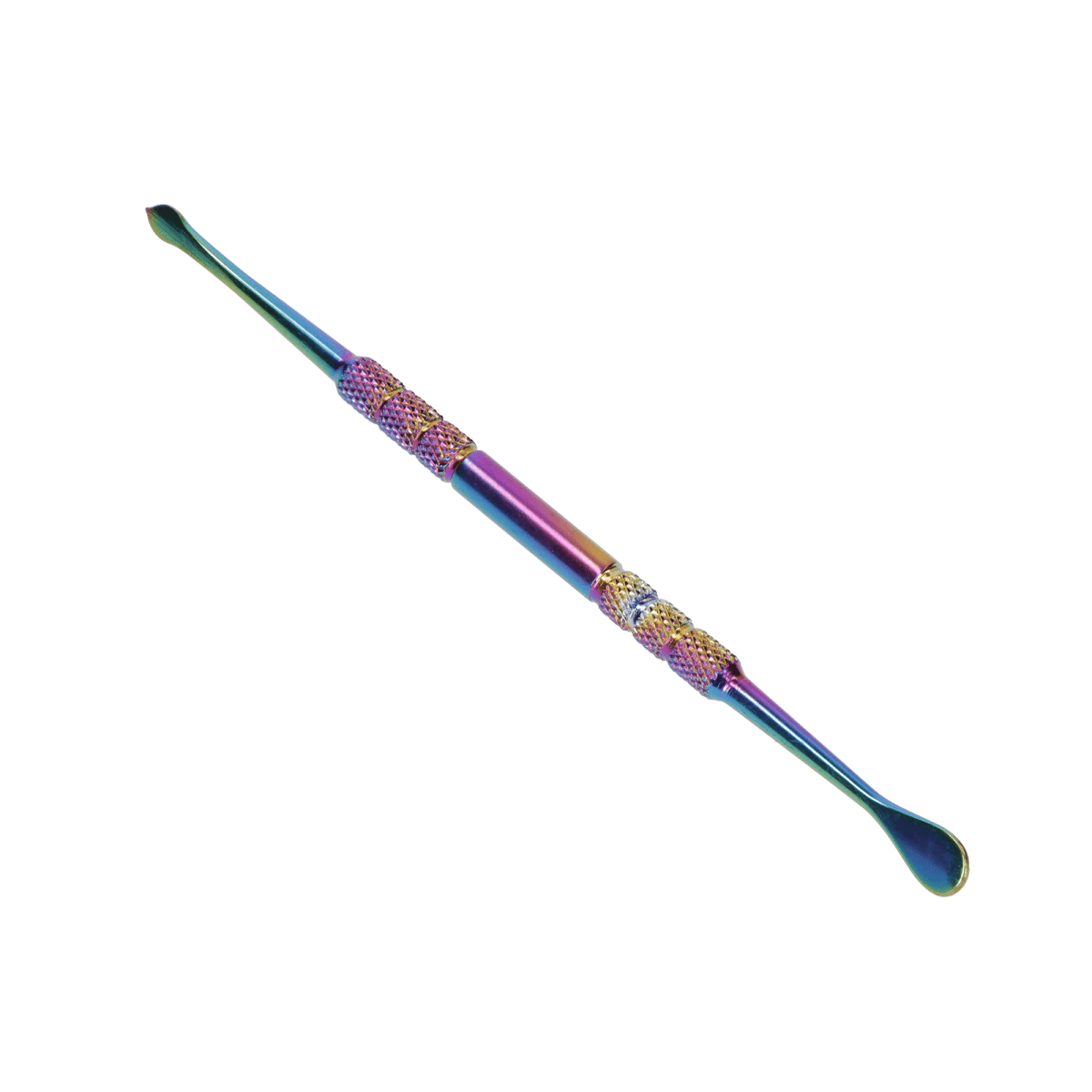 A close-up, angled view of the Limited Edition 420 Bunny Deluxe Box, showing a sleek, metallic tool with a curved tip.