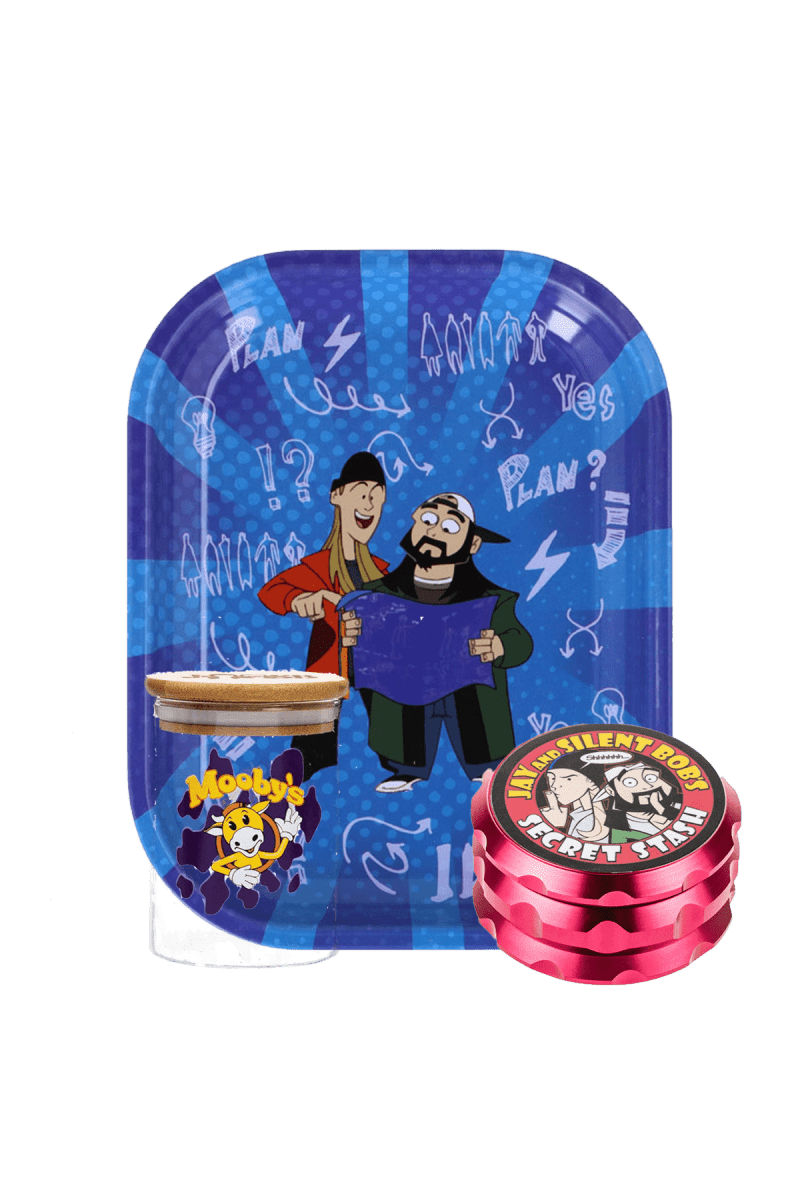 Front view of the Jay & Silent Bob $25 Kit featuring cartoon characters on a circular design.