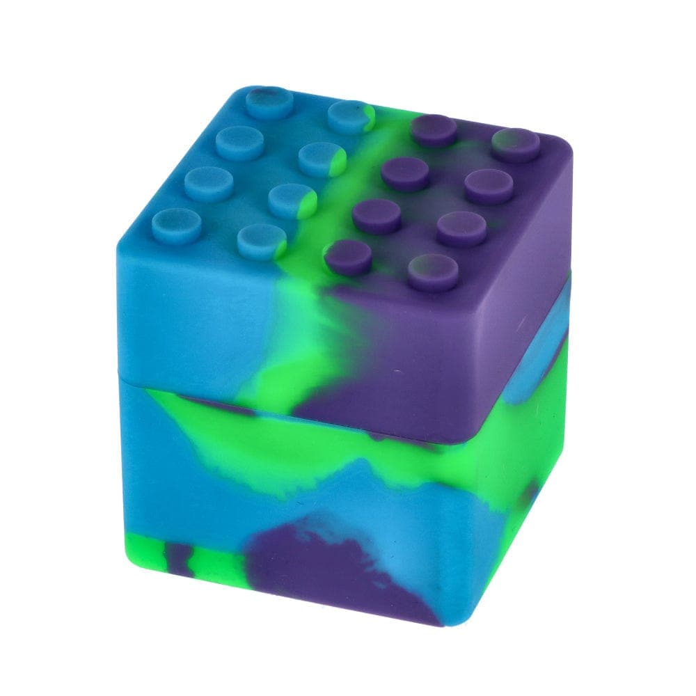 A top-down view of the Budder Buddy 60ml Silicone Container, showcasing its colorful, textured surface.