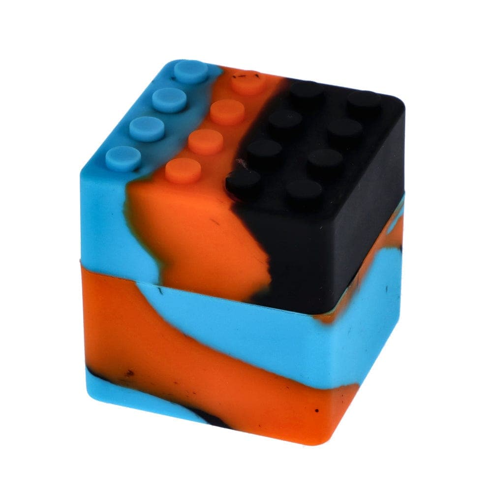 Front view of the Budder Buddy 60ml Silicone Container, showing its opaque blue and orange design.