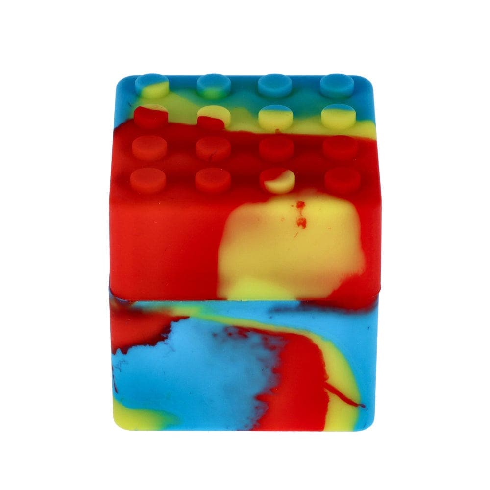 Front view of the Budder Buddy 60ml Silicone Container, showcasing its colorful, textured surface and rounded design.