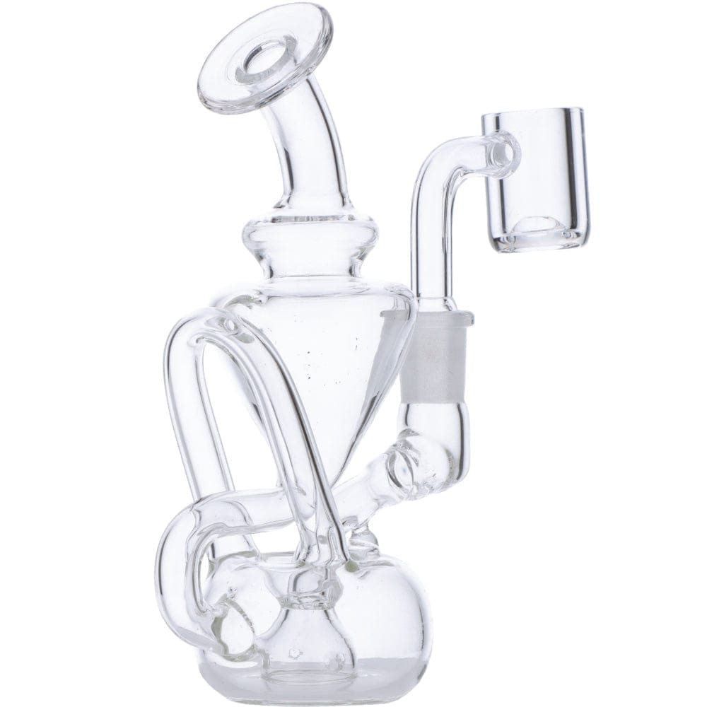 A front view of the 5" Dab Rig Water Pipe Mini, showcasing its clear glass construction and compact size.