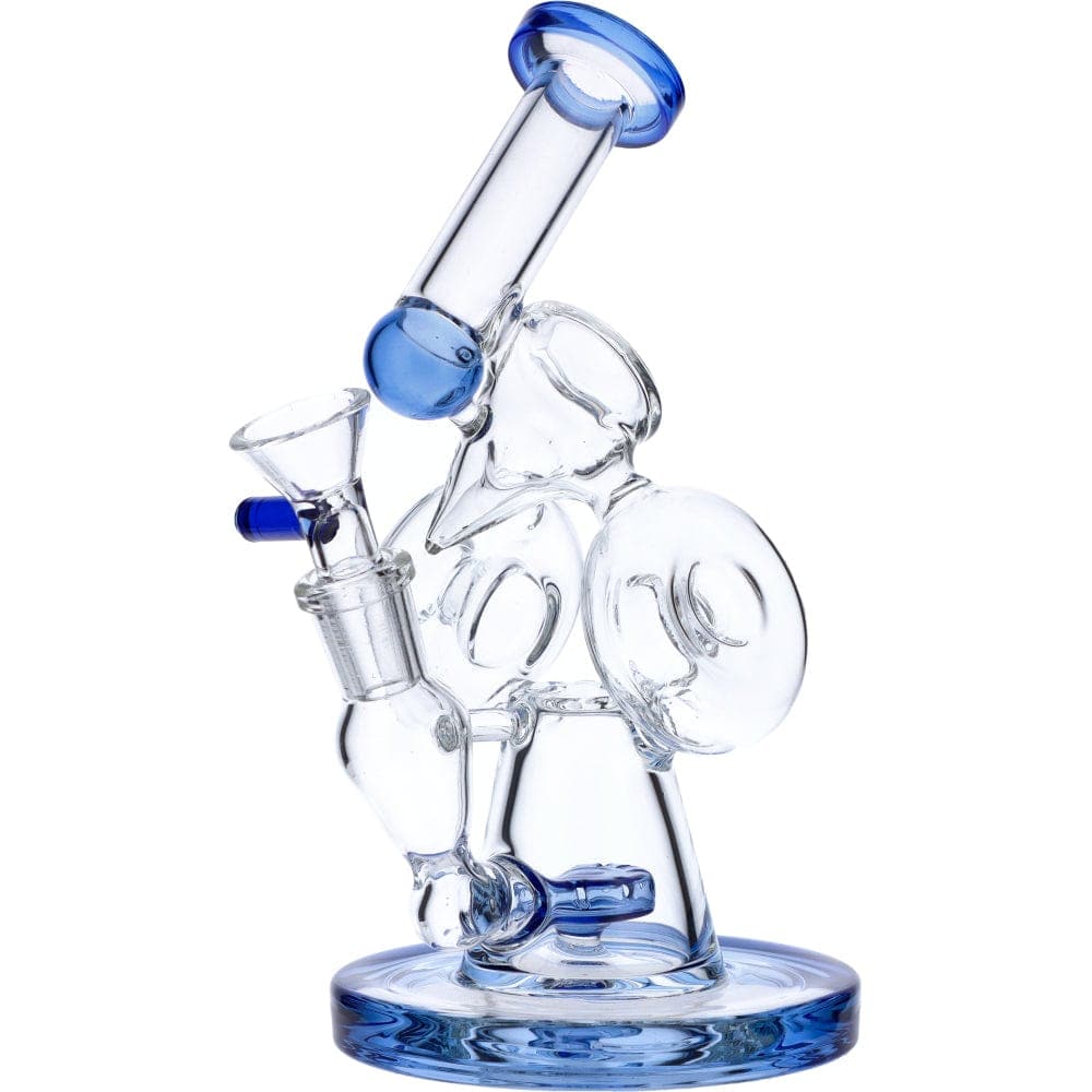 Front view of the 7" Hourglass Base Water Pipe, showing a clear glass pipe with a wide, rounded base and a slender neck.