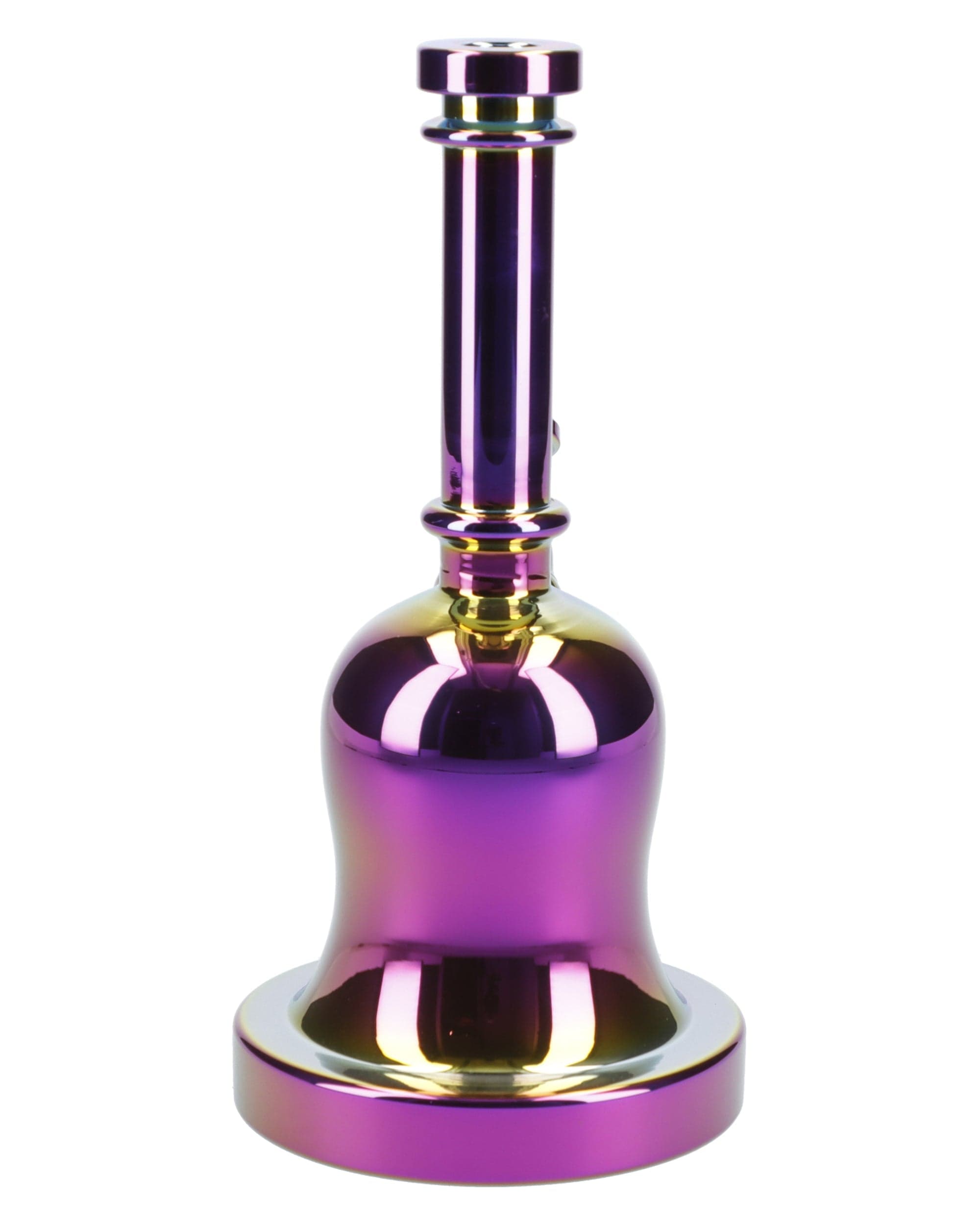 Front view of the 8.8-inch Dab Rig w/Quartz Bell-Shaped, featuring an iridescent finish and bell-shaped glass design.