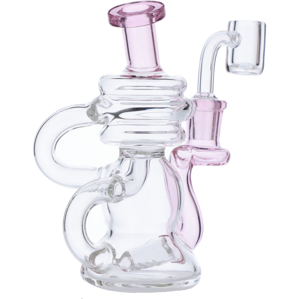 Front view of the Mini Recycler Dab Rig, a small glass rig with a curved neck and visible joint, set against a plain white backdrop.