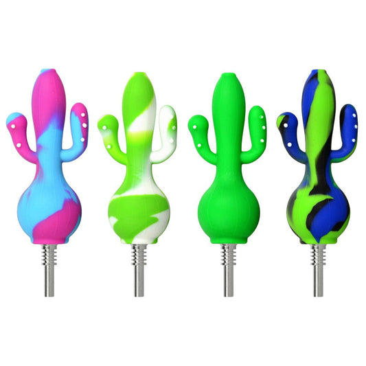 Front view of the 5.8” Cactus Silicone Dab Straw, showing a colorful, elongated shape with a tapered tip.