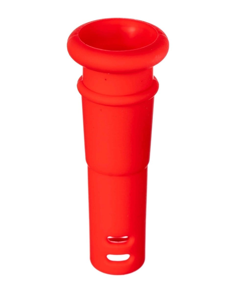 Front view of the 18mm to 14mm Silicone Downstem, a clear, cylindrical piece with a simple, streamlined design.