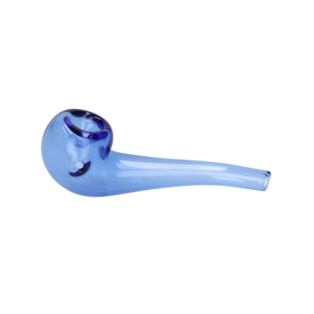 A side view of the 4-inch bent Everyday Essentials Spoon Pipe, showcasing its curved design in a simple composition.
