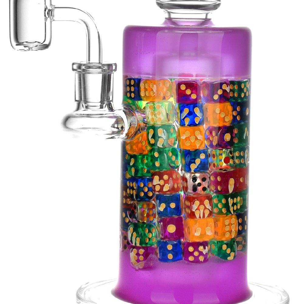 Front view of the 11-inch Feelin' Lucky Glass Rig with colorful glass accents and a standard joint connection.