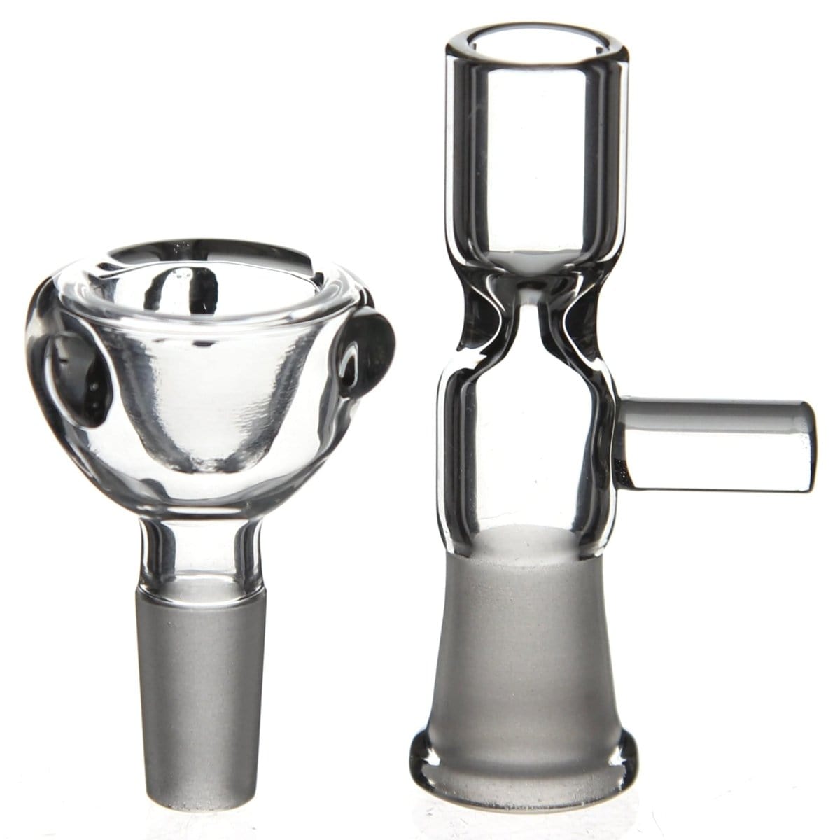 A close-up, angled view of the 10mm Flower Bowl, showcasing its clear glass construction and simple, rounded shape.