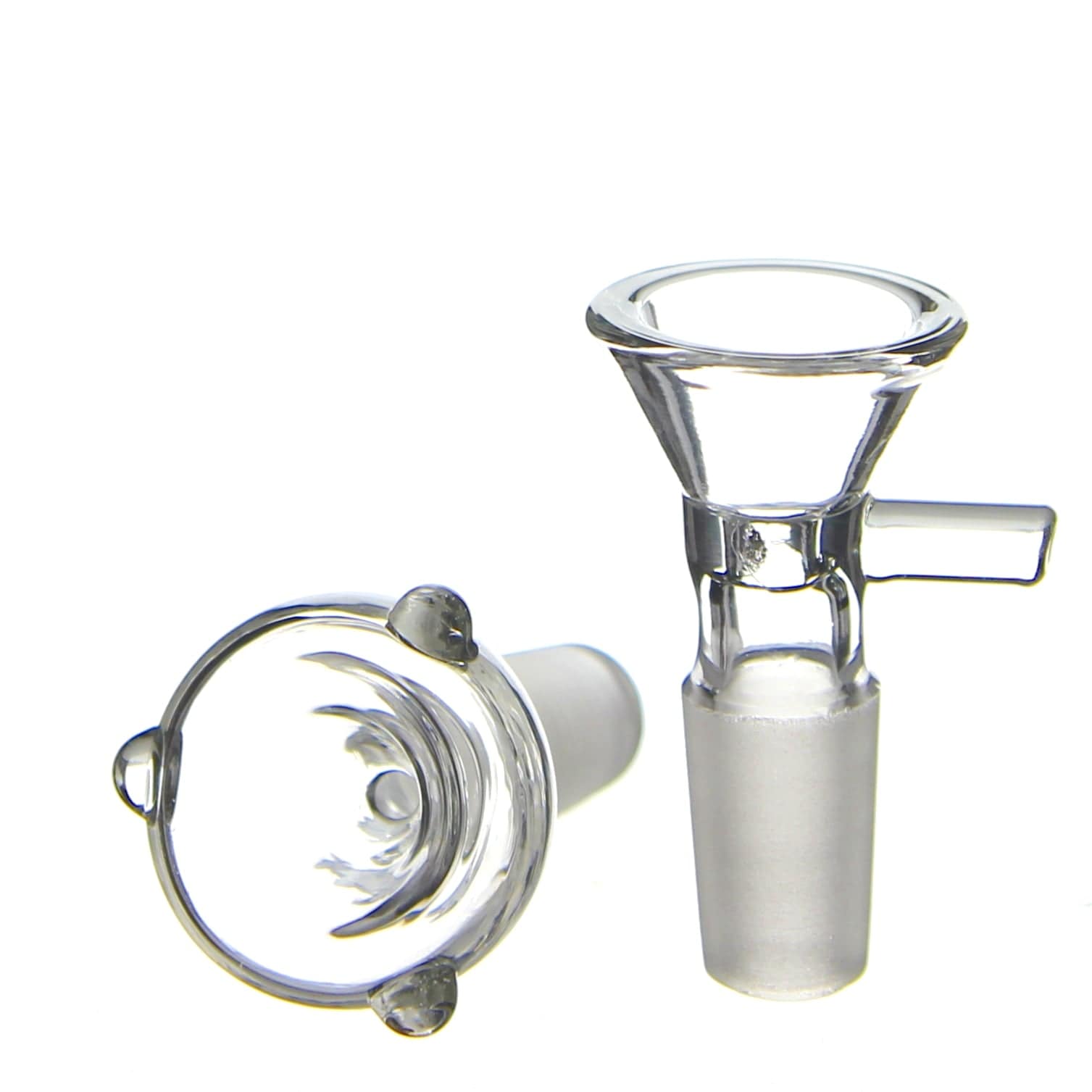 A close-up view of the 14mm Bowl, showcasing its clear glass construction and rounded shape.