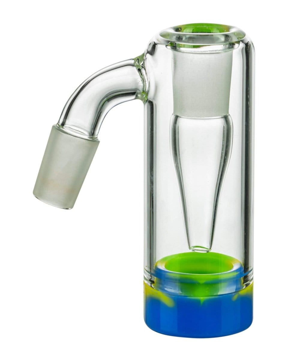 The Reclaimer w/ Silicone Jar is shown in a close-up, angled view with a blue and green silicone base.