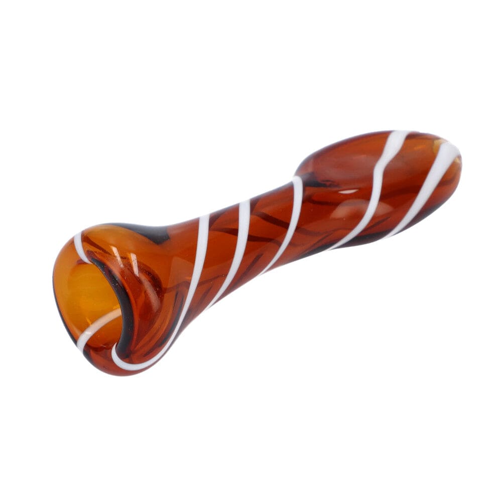 A close-up, angled view of the Striped Chillum, displaying its patterned design against a plain white background.